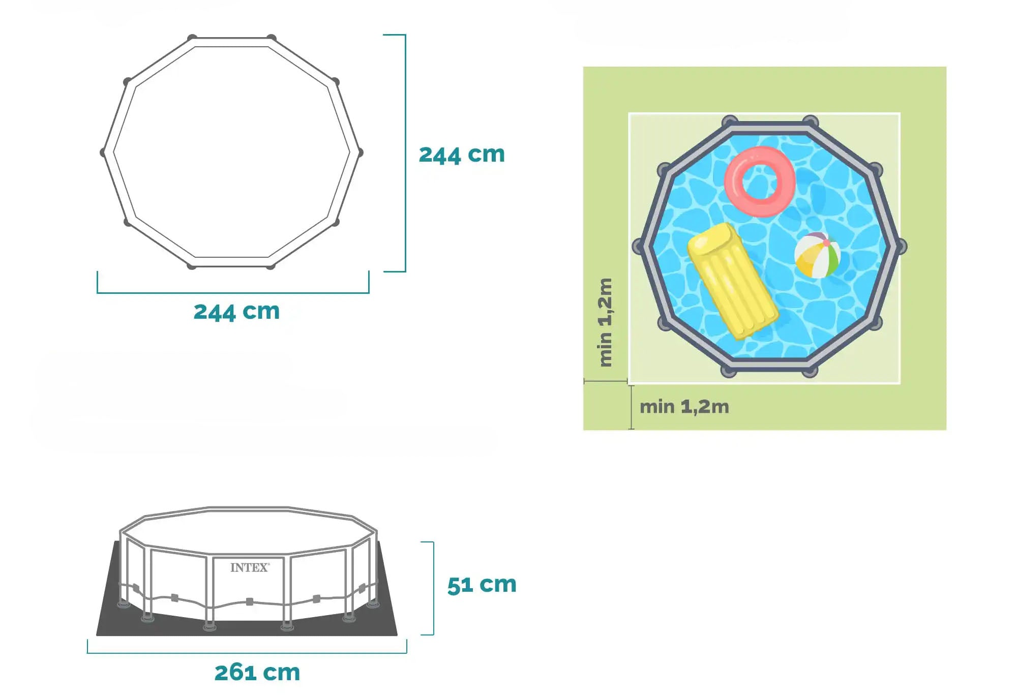Piscina rotunda Intex cadru metalic 28205NP, 244x51 cm