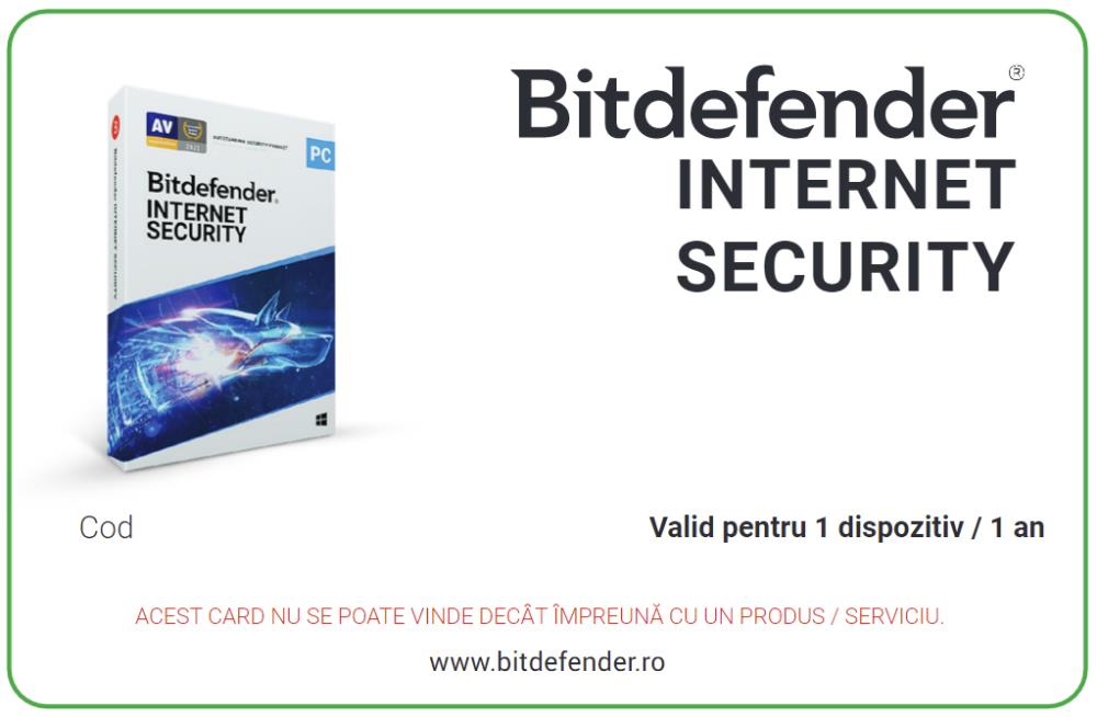 SW RET INTERNET SECURITY / 1PC SCRATCH CARD Bitdefender,