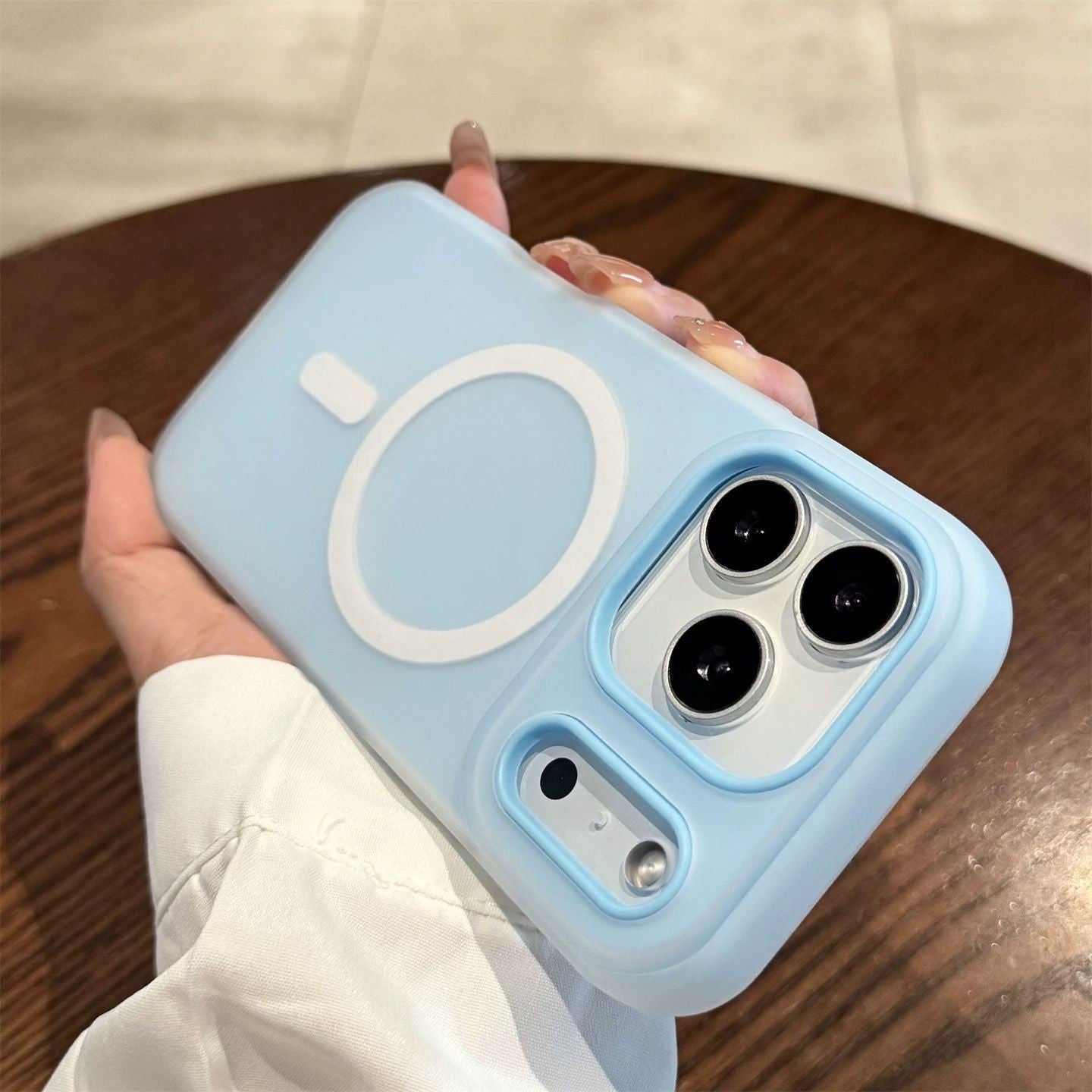 Husa Telefon Jelly Magnetic 2in1, Flippy, Compatibila cu Apple iPhone 17 Pro, din PC+TPU, Magsafe, Finisaj Mat, Albastru Deschis