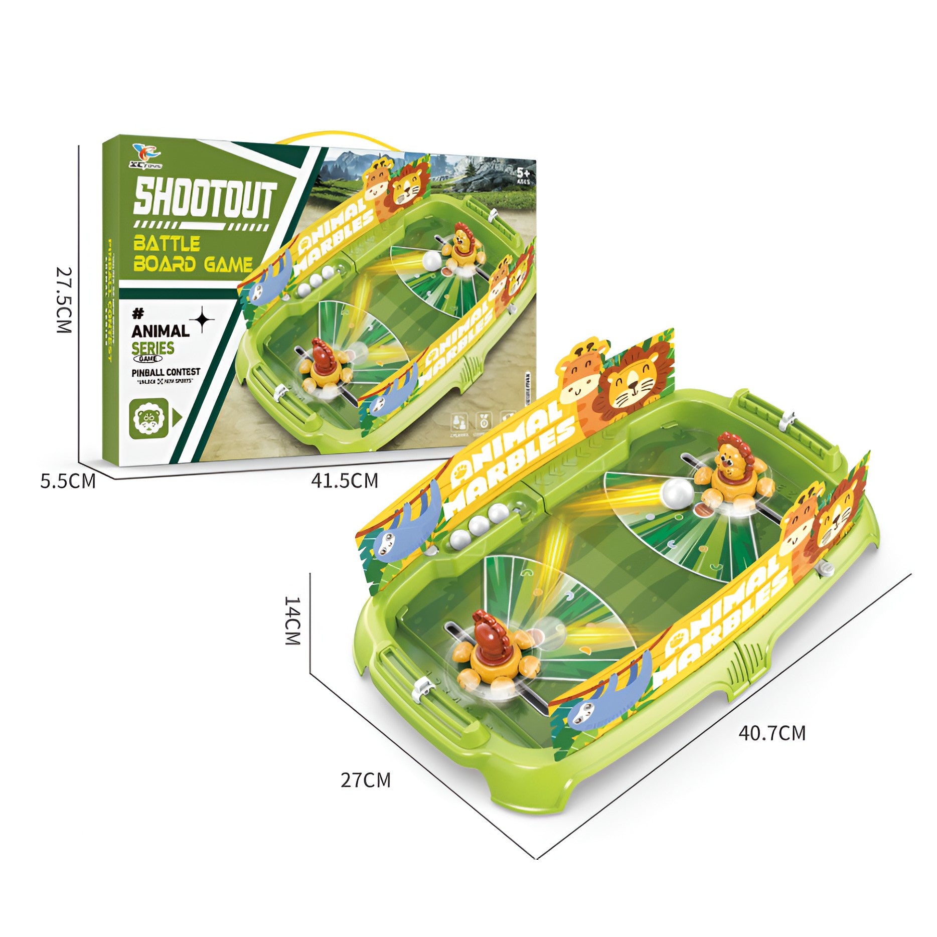 Joc de Masa Interactiv Lion Battle pentru Copii, 4 Mingi, Tabela Scor, 40.7x27x14 cm, Verde