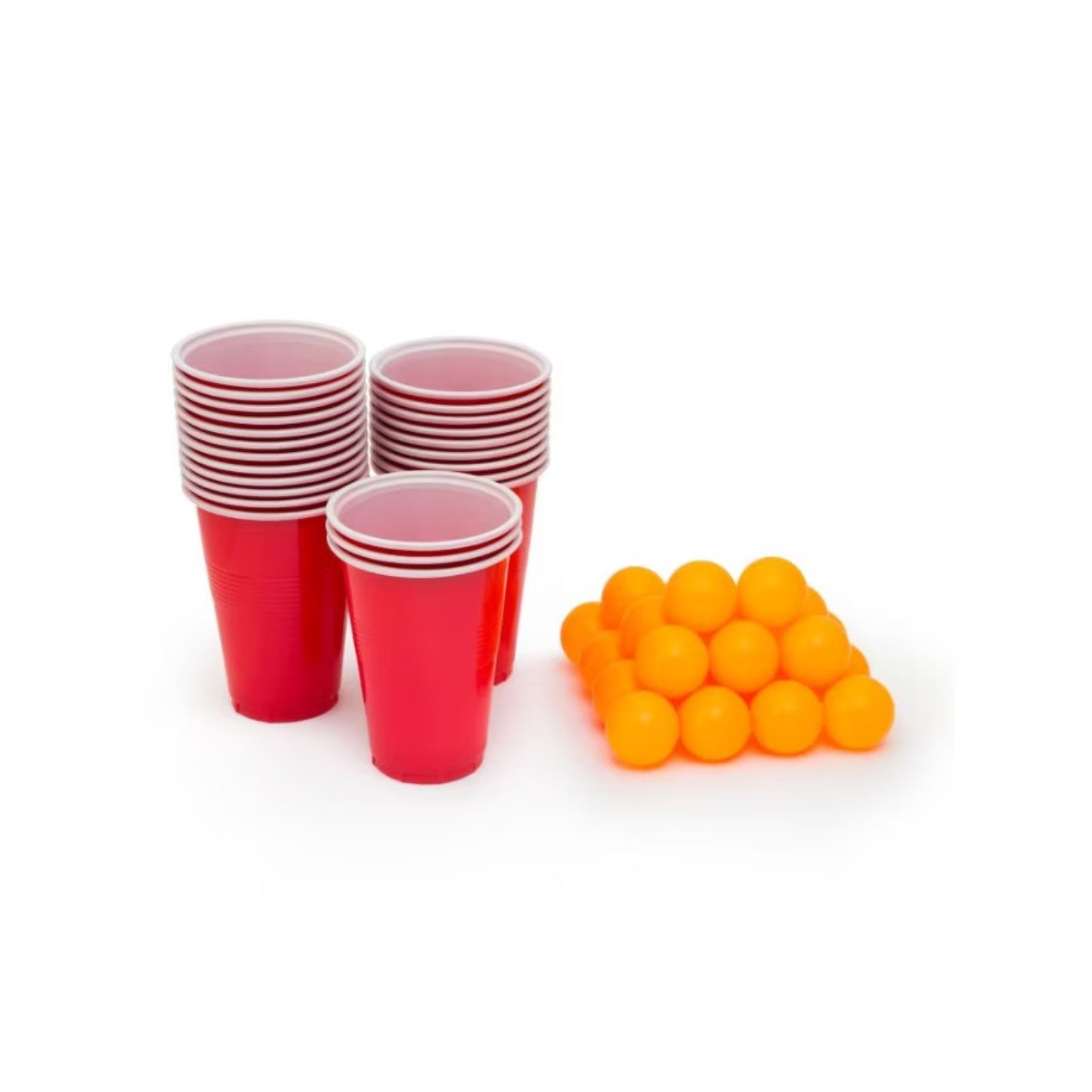 Joc de Baut BEER PONG, Set din 12 Mingi de Tenis si 12 Pahare Reutilizabile, Joc Interactiv pentu Adulti, Albastru Rosu