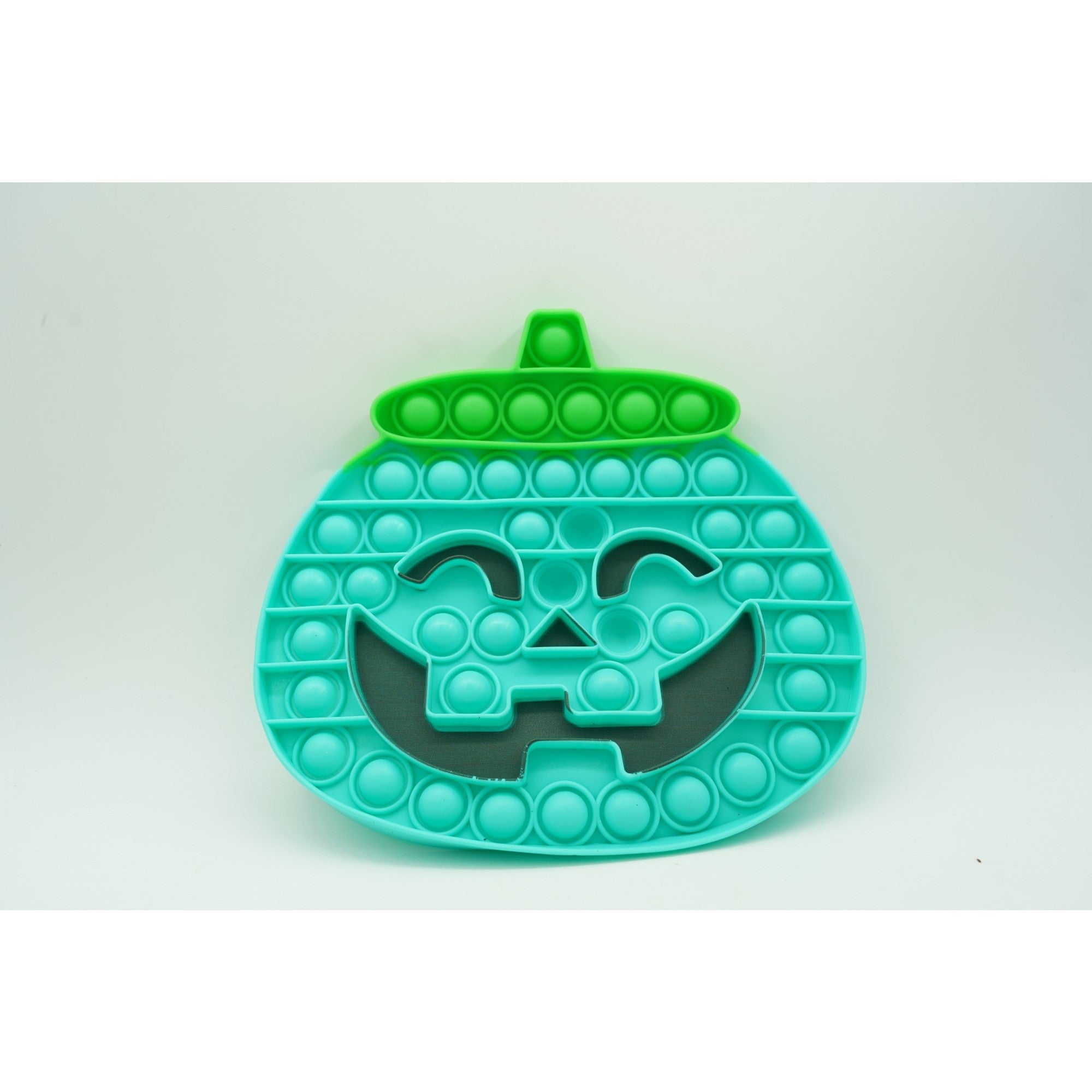 Jucarie antistres din silicon, Pop it Now and Flip It, 20 cm, Dovleac halloween, Turcoaz