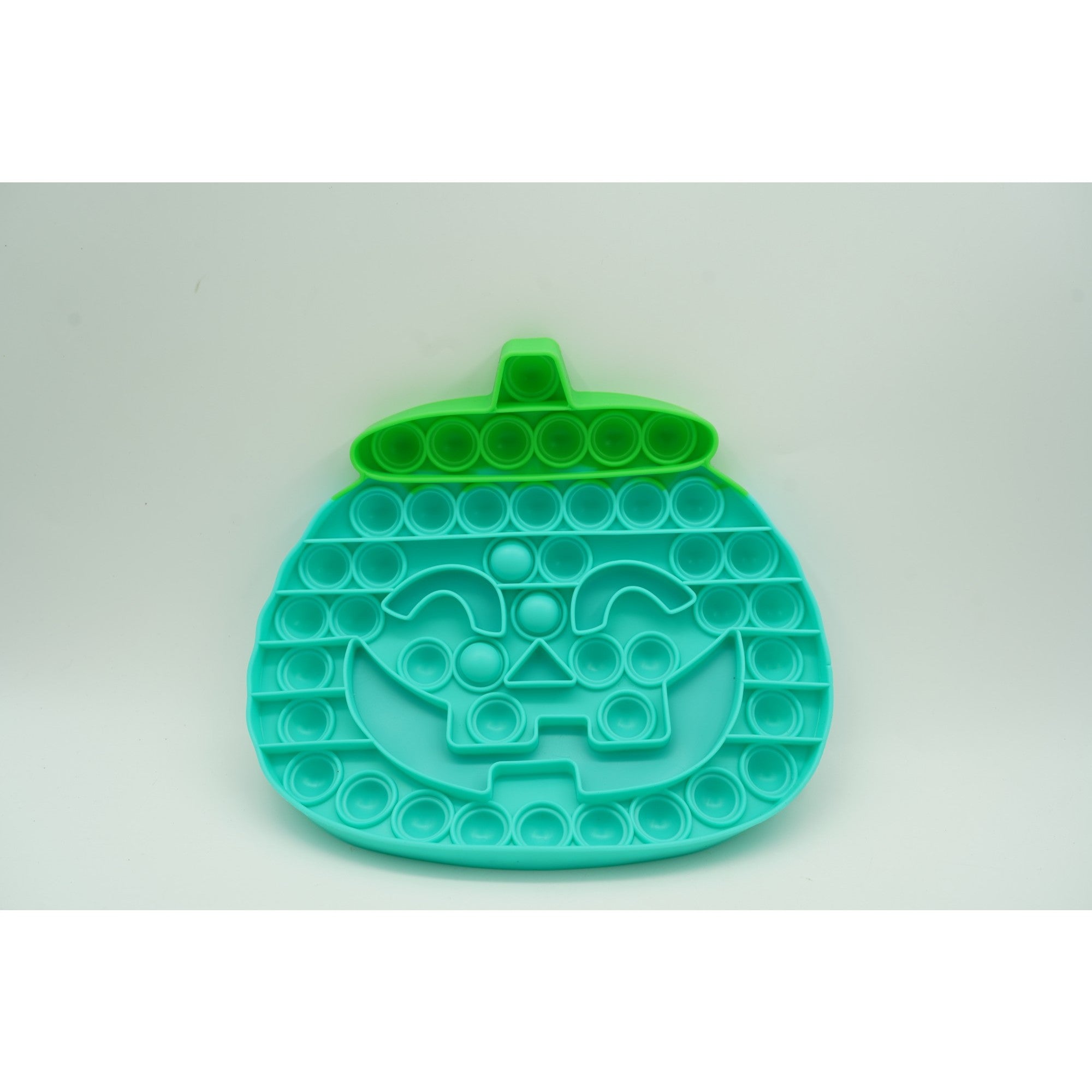 Jucarie antistres din silicon, Pop it Now and Flip It, 20 cm, Dovleac halloween, Turcoaz