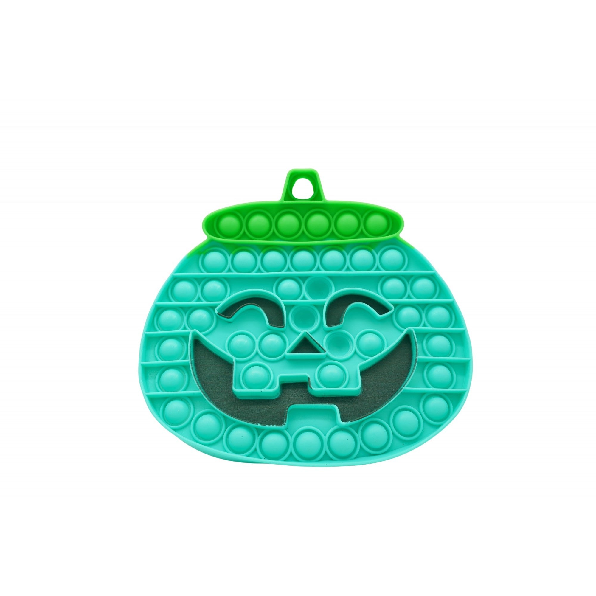Jucarie antistres din silicon, Pop it Now and Flip It, 20 cm, Dovleac halloween, Turcoaz