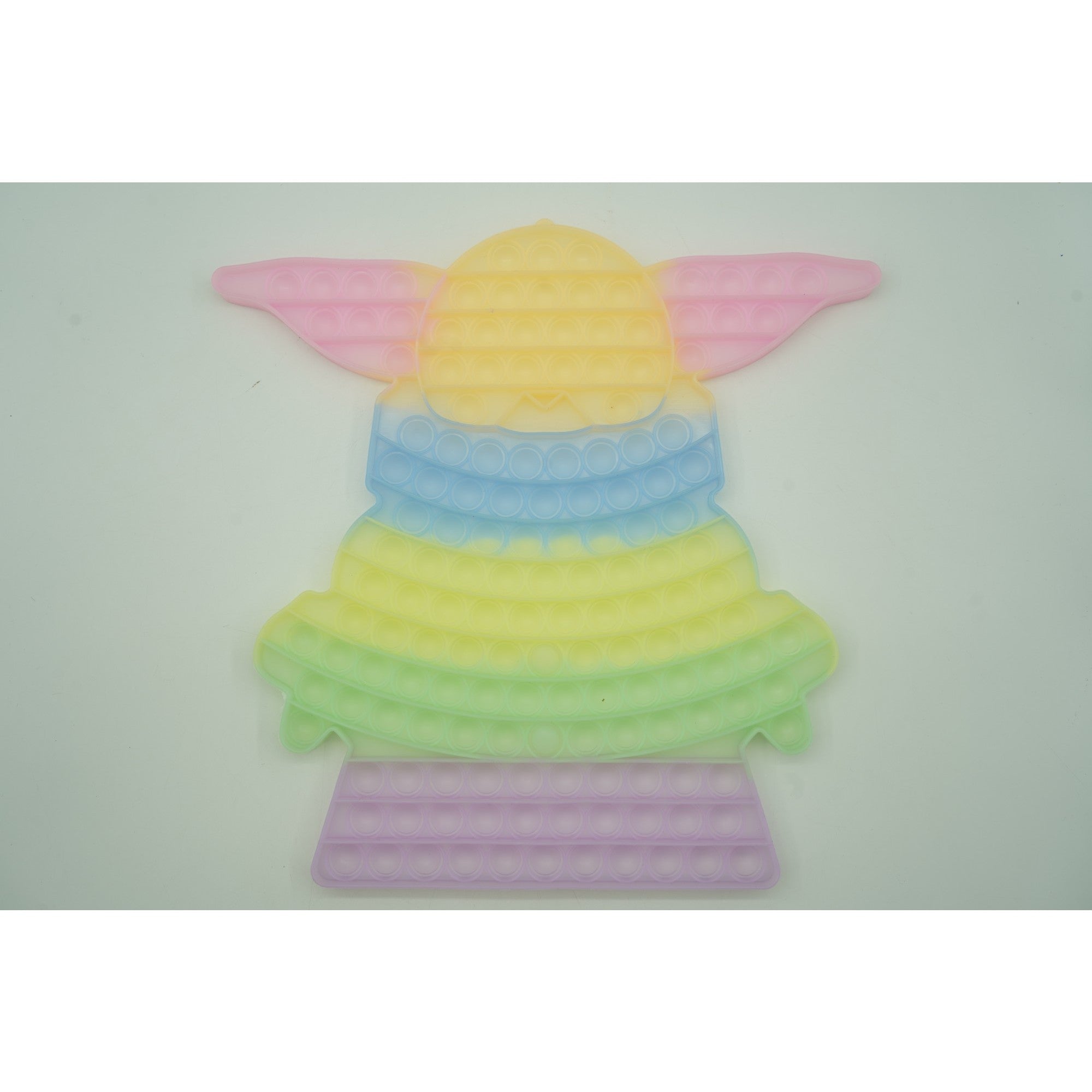 Jucarie antistres din silicon ®, Pop it Now and Flip It, Baby Yoda, 30 cm, Fosforescent, Multicolor