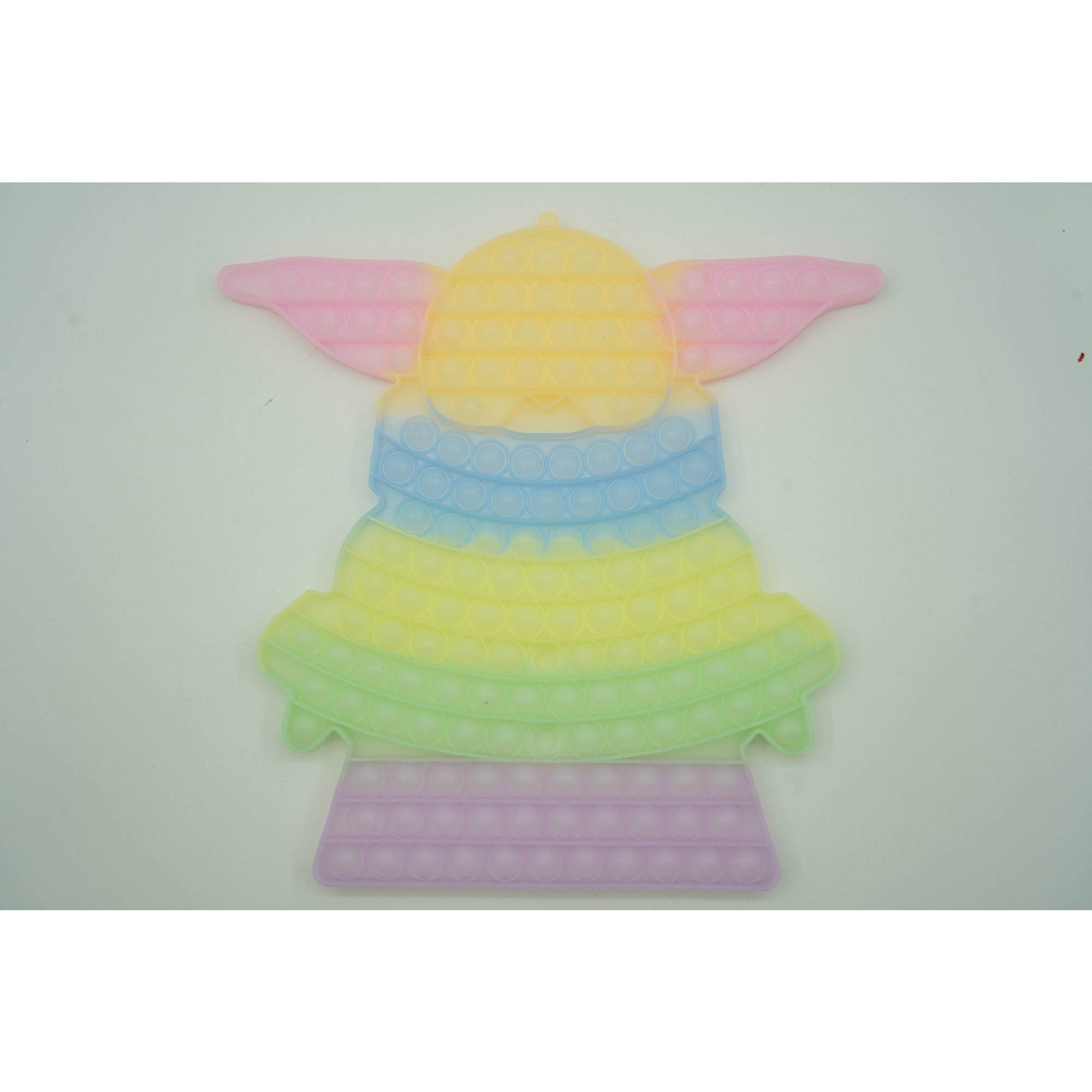 Jucarie antistres din silicon ®, Pop it Now and Flip It, Baby Yoda, 30 cm, Fosforescent, Multicolor