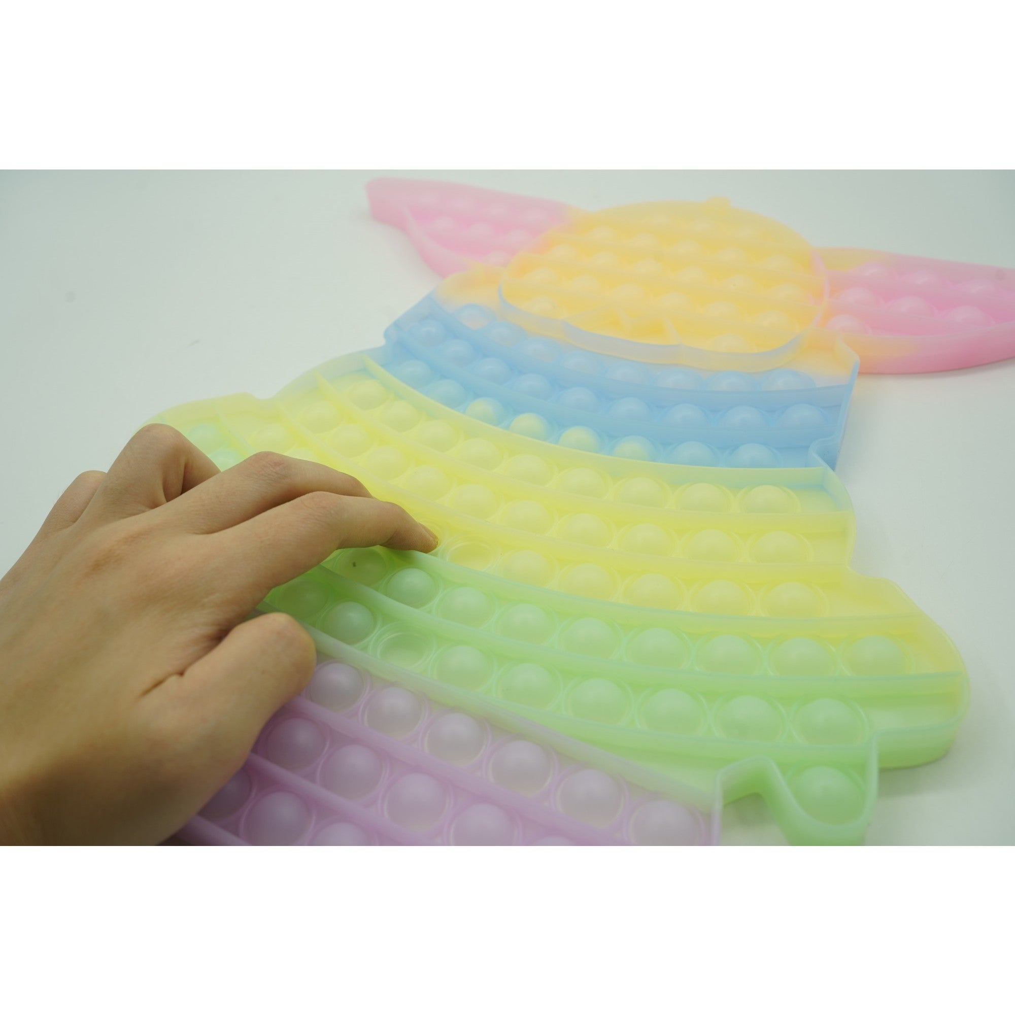 Jucarie antistres din silicon ®, Pop it Now and Flip It, Baby Yoda, 30 cm, Fosforescent, Multicolor
