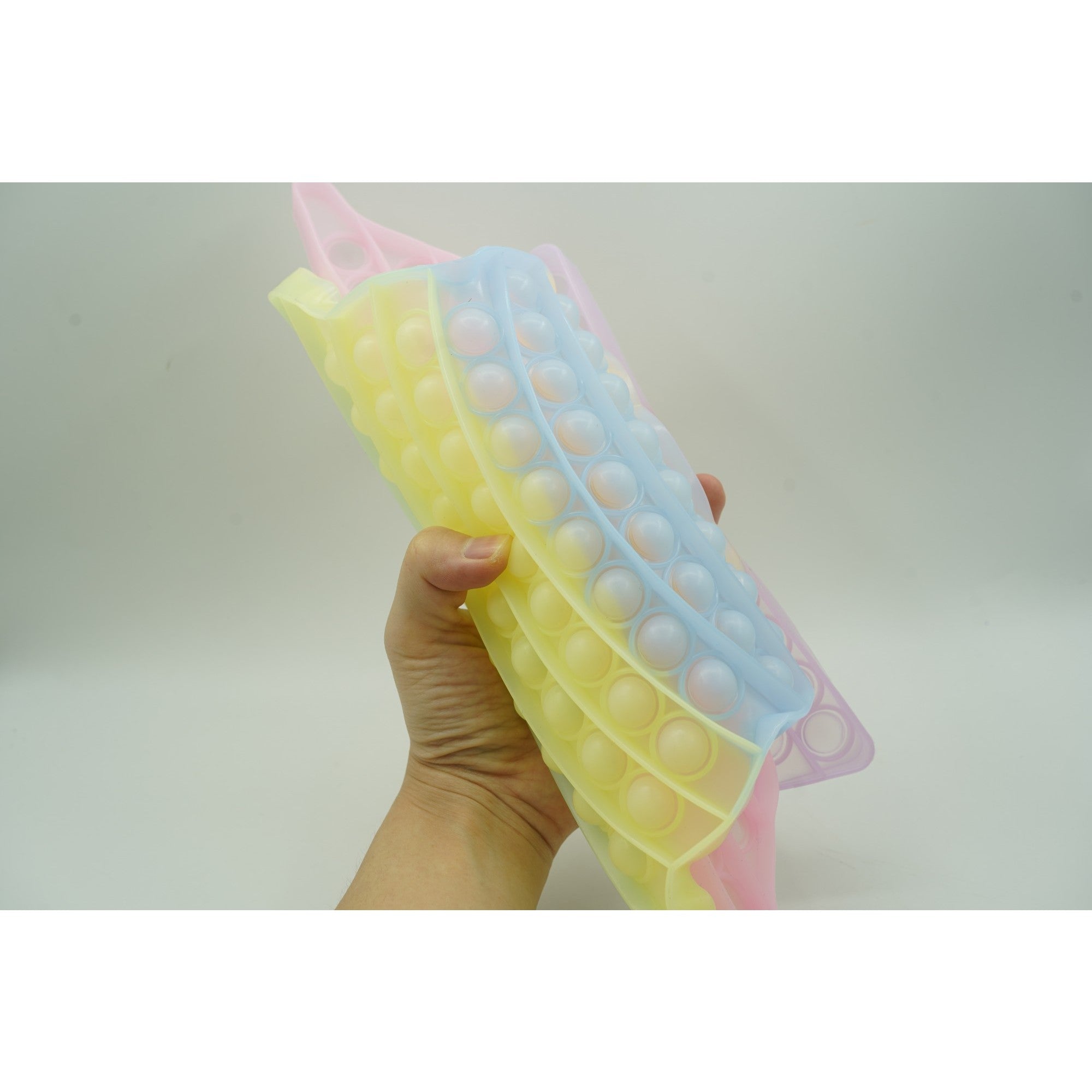 Jucarie antistres din silicon ®, Pop it Now and Flip It, Baby Yoda, 30 cm, Fosforescent, Multicolor