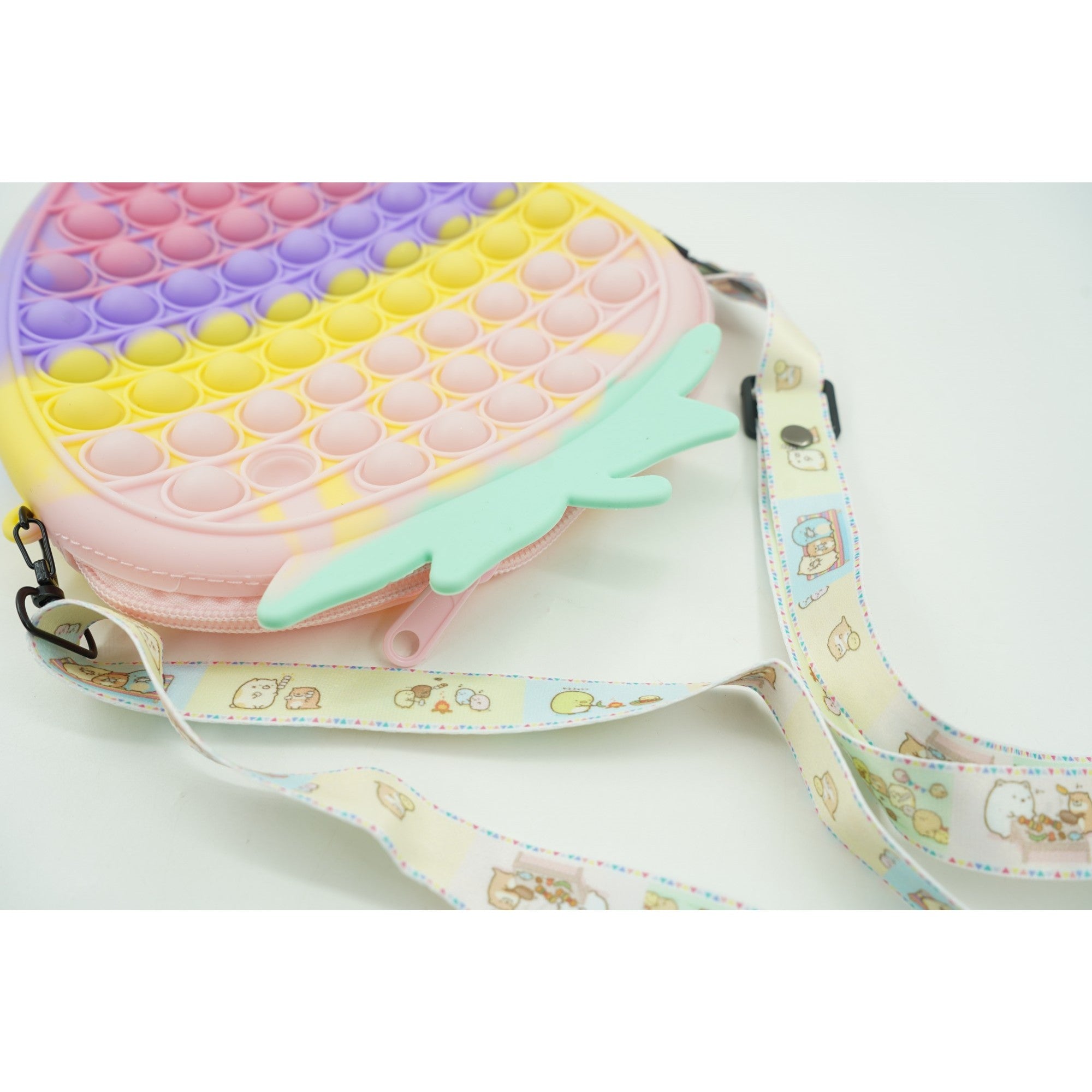 Jucarie Antistres din silicon, Pop It Now And Flip It, Capsuna, Multicolor