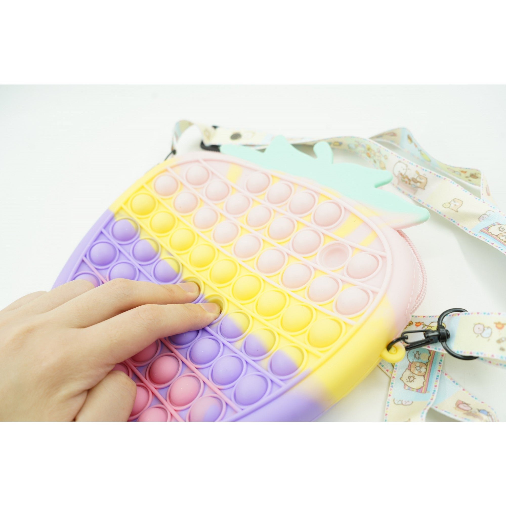 Jucarie Antistres din silicon, Pop It Now And Flip It, Capsuna, Multicolor