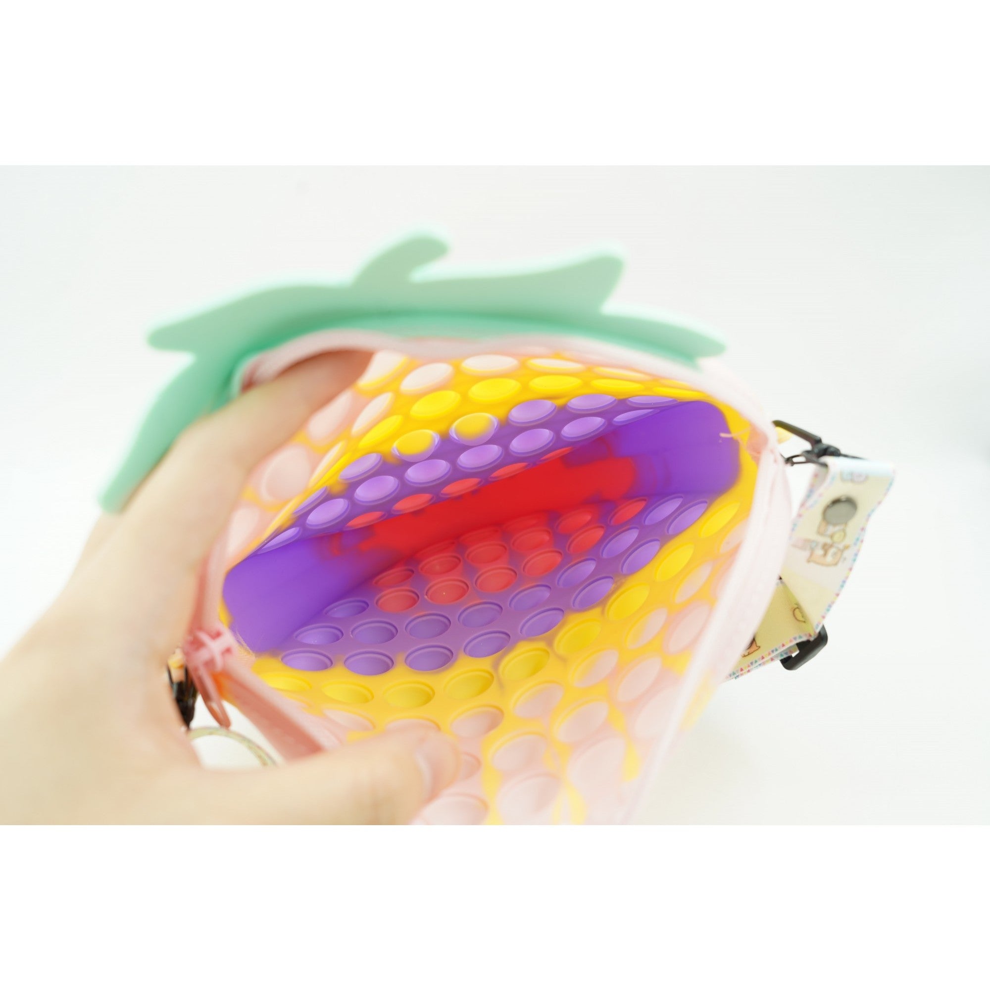 Jucarie Antistres din silicon, Pop It Now And Flip It, Capsuna, Multicolor