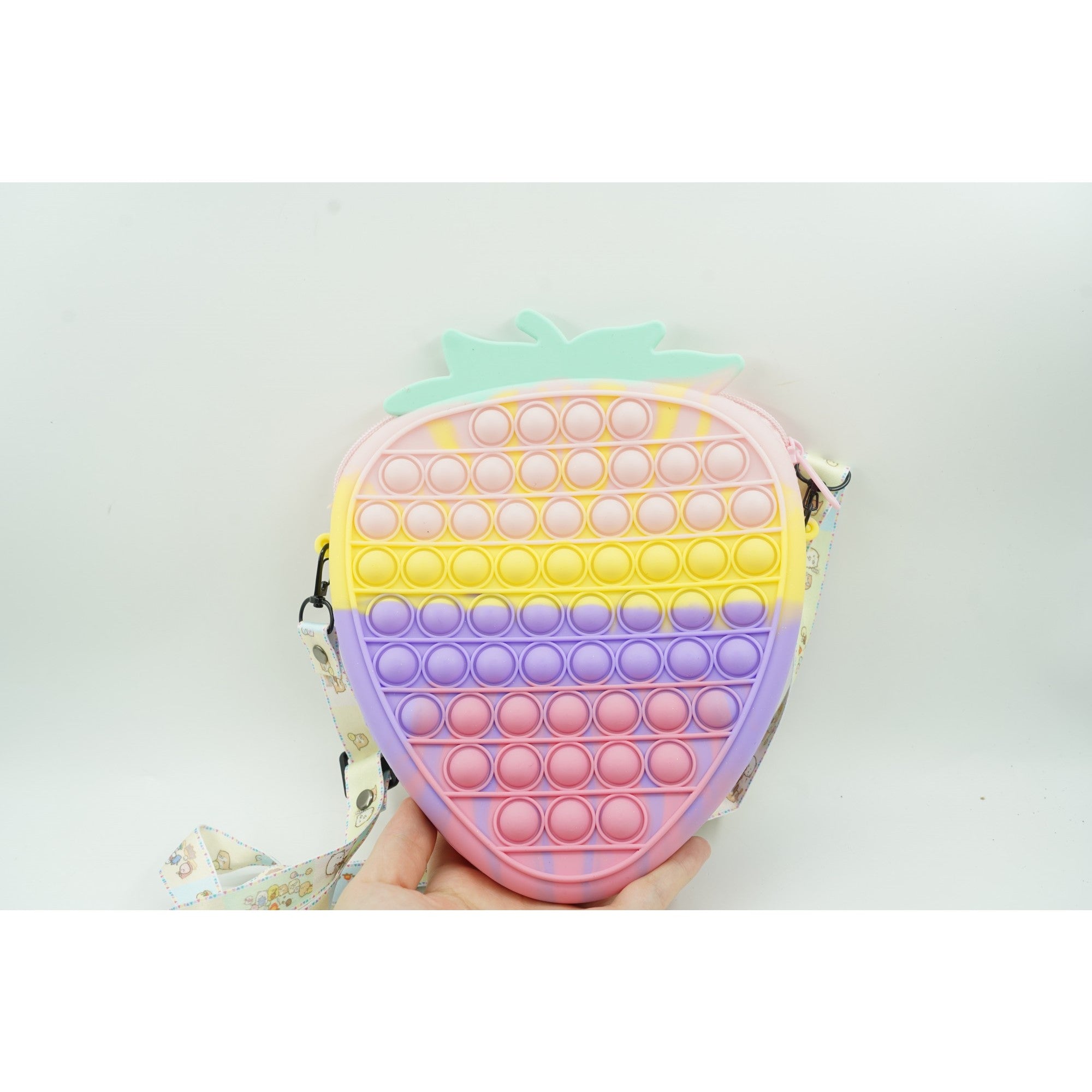 Jucarie Antistres din silicon, Pop It Now And Flip It, Capsuna, Multicolor