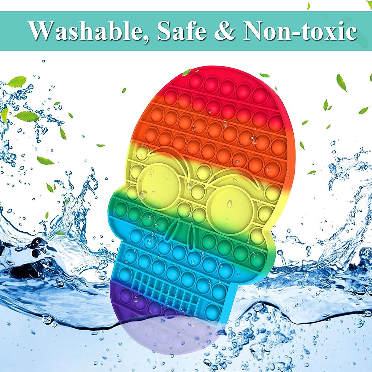 Jucarie antistres din silicon, Pop It Now and Flip It, Craniu, Multicolor
