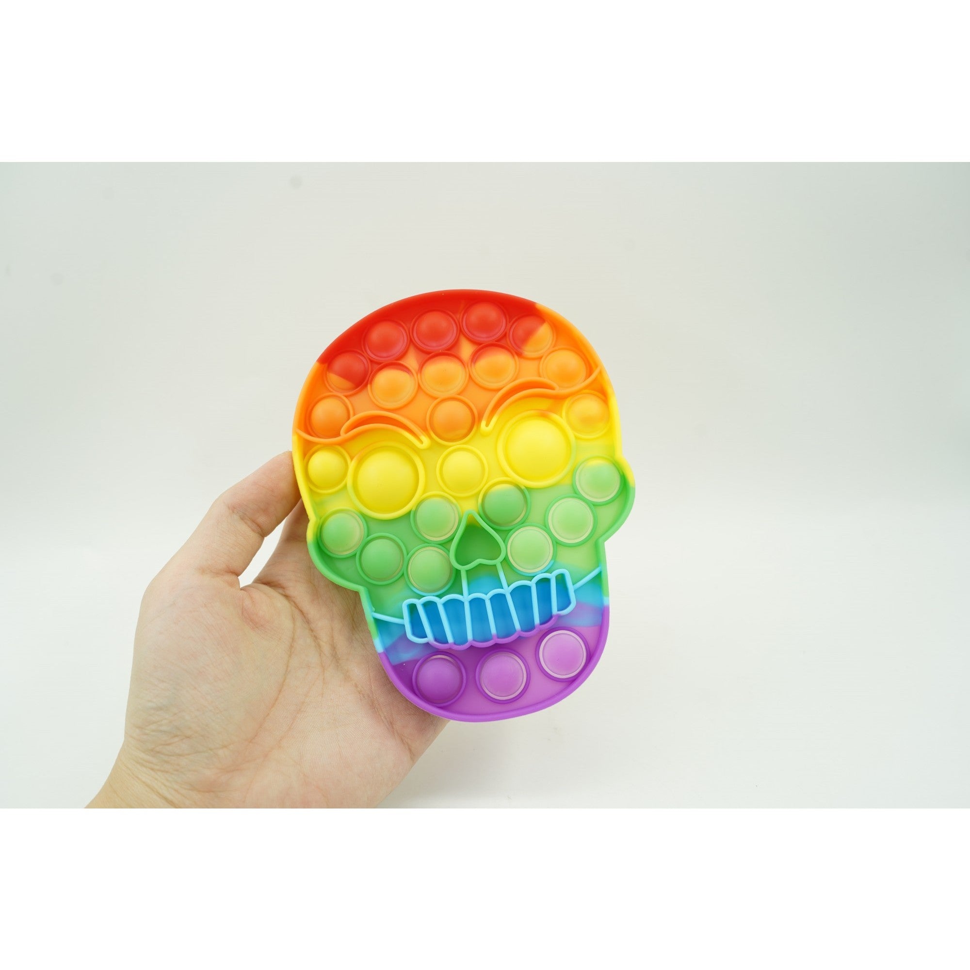 Jucarie antistres din silicon, Pop It Now and Flip It, Craniu, Multicolor