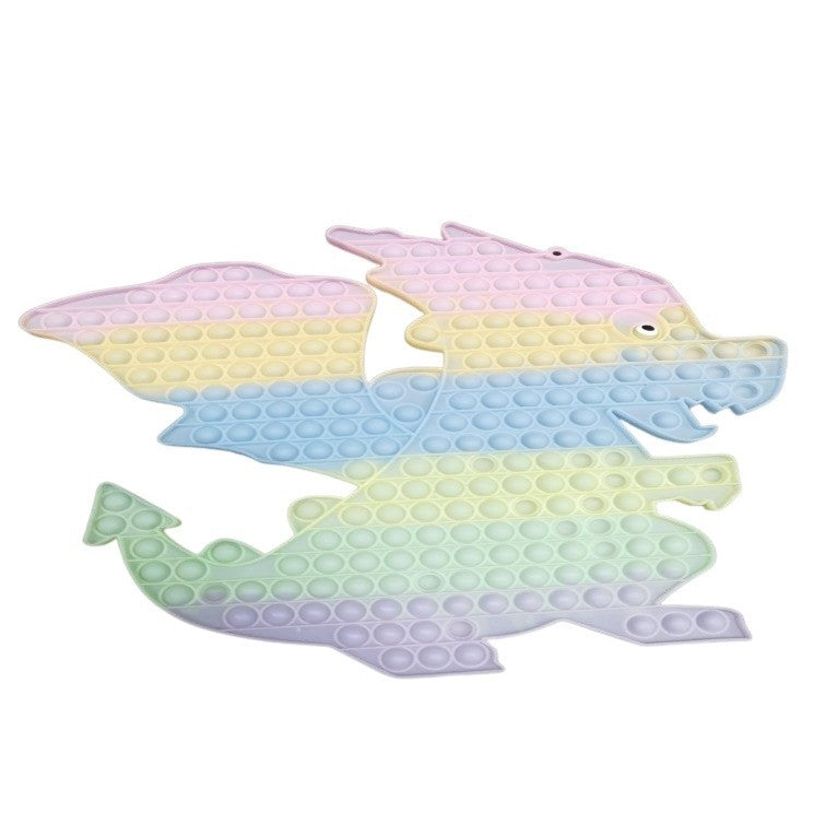 Jucarie antistres din silicon, Pop it Now and Flip It, Dragon, Fosforescent, Multicolor
