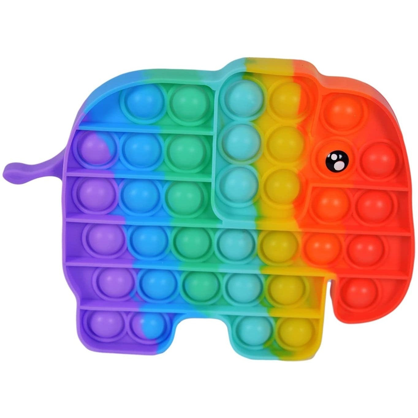 Jucarie antistres din silicon, Pop It Now and Flip It, Elefant Mic, Curcubeu
