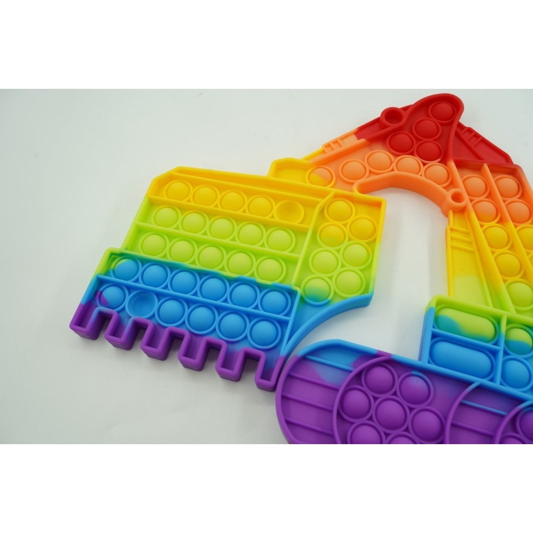 Jucarie antistres din silicon, Pop it Now and Flip It,Excavator,Multicolor,Model 1