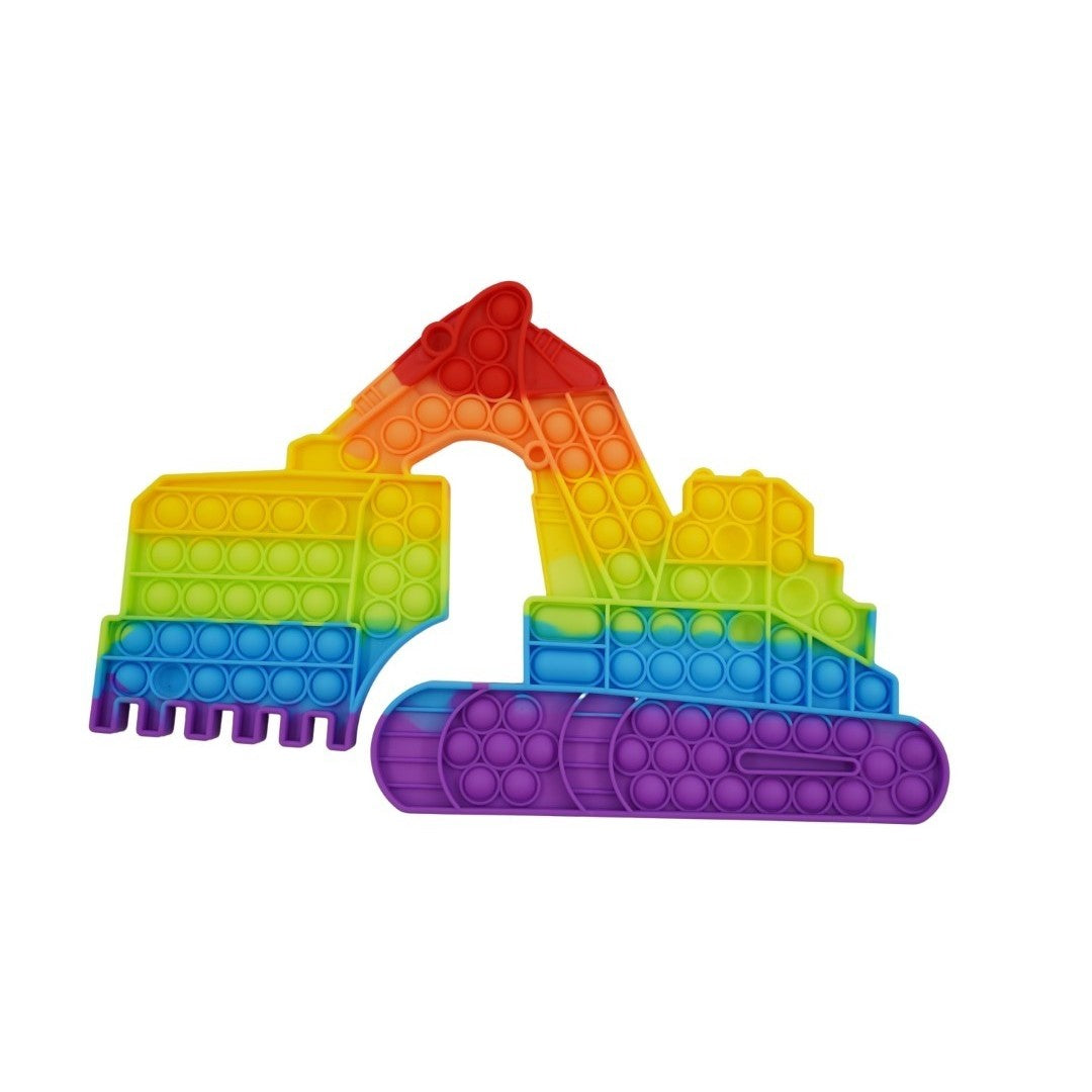 Jucarie antistres din silicon, Pop it Now and Flip It,Excavator,Multicolor,Model 1