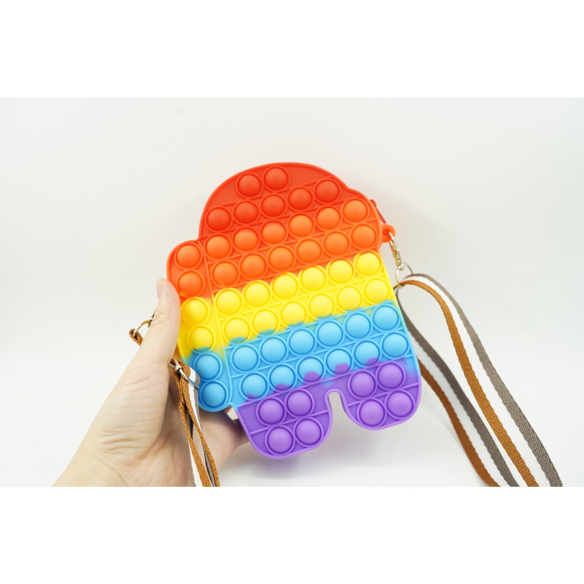 Jucarie antistres din silicon, Pop It Now and Flip It, Geanta mica, Among Us, Multicolor