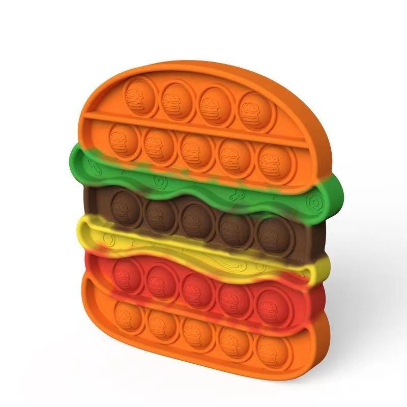 Jucarie antistres din silicon, Pop It Now and Flip It, Hamburger, Portocaliu