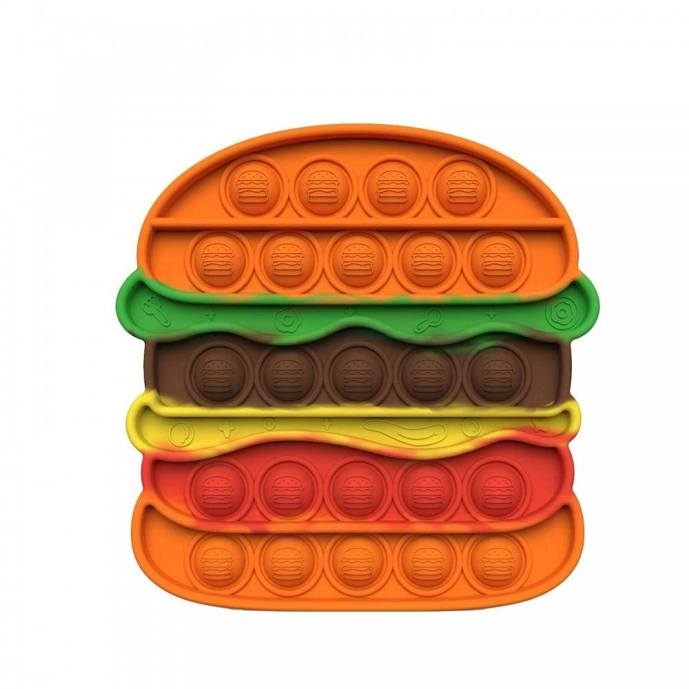 Jucarie antistres din silicon, Pop It Now and Flip It, Hamburger, Portocaliu