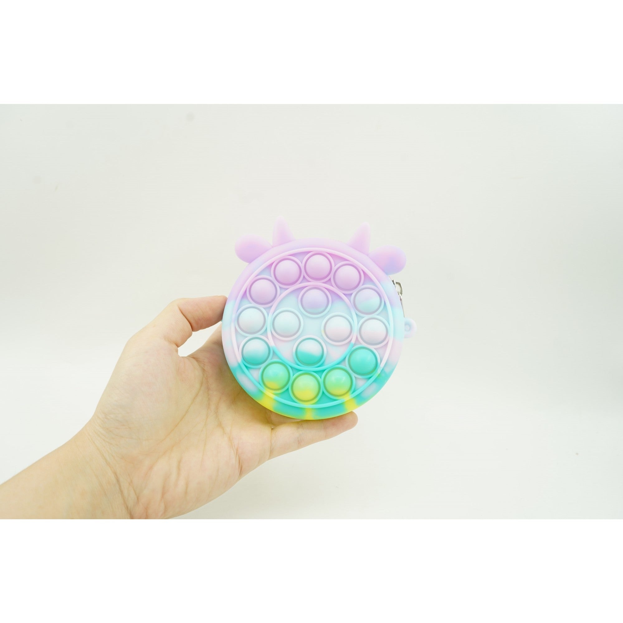 Jucarie antistres din silicon, Pop it Now and Flip It,Mini Geanta, Vacuta, 6 cm, Macarons