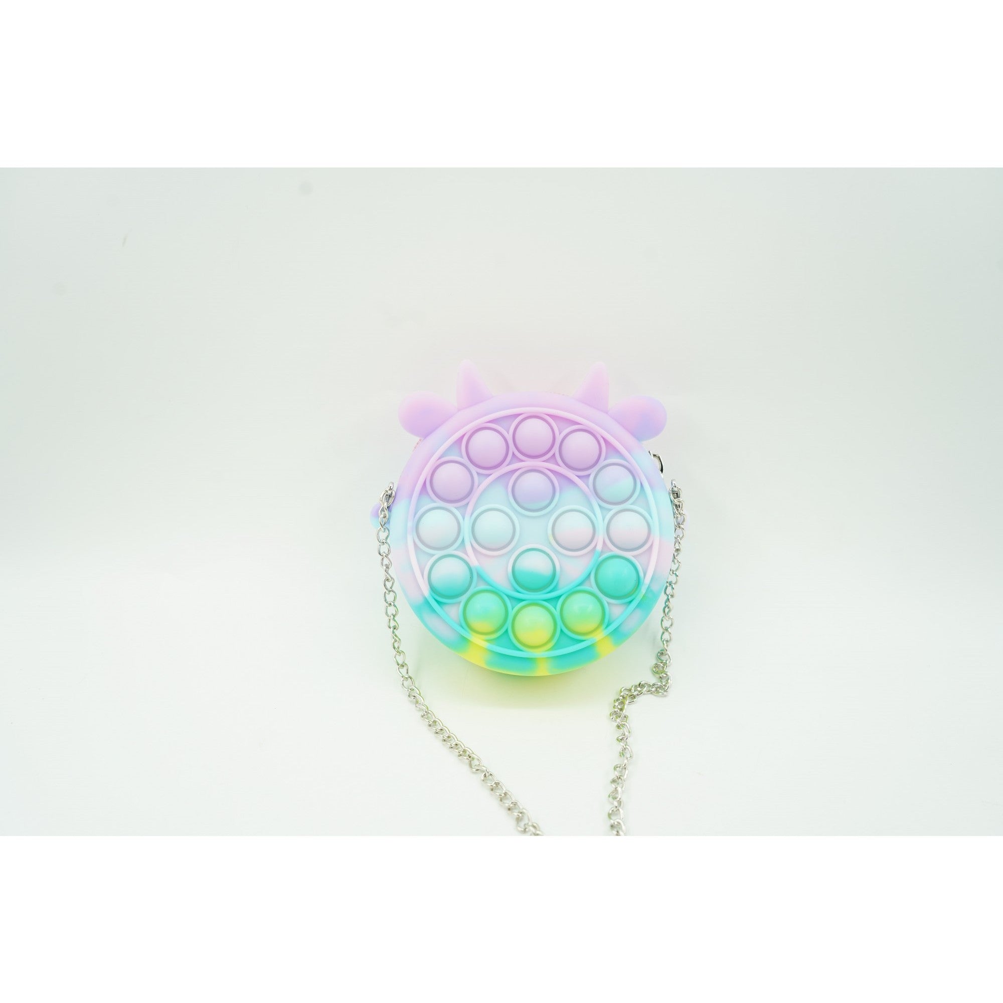 Jucarie antistres din silicon, Pop it Now and Flip It,Mini Geanta, Vacuta, 6 cm, Macarons