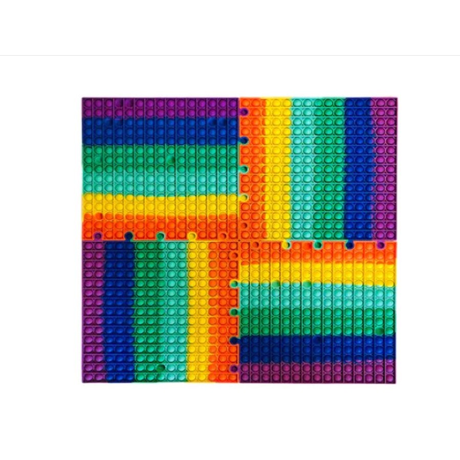 Jucarie antistres din silicon, Pop it Now and Flip It, Piesa Puzzle Patrat, 30 cm, Multicolor