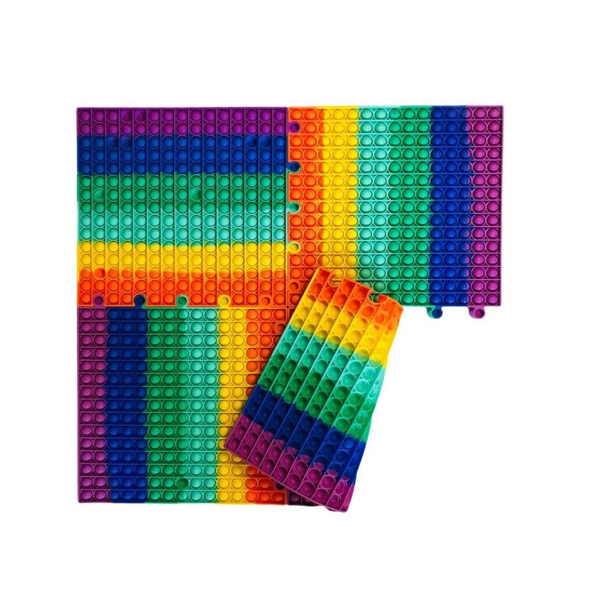Jucarie antistres din silicon, Pop it Now and Flip It, Piesa Puzzle Patrat, 30 cm, Multicolor