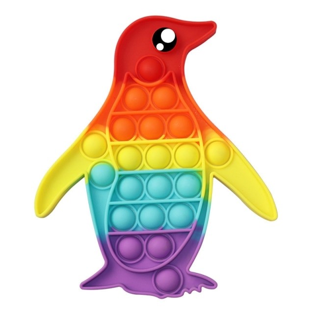 Jucarie antistres din silicon, Pop It Now and Flip It, Pinguin, Multicolor