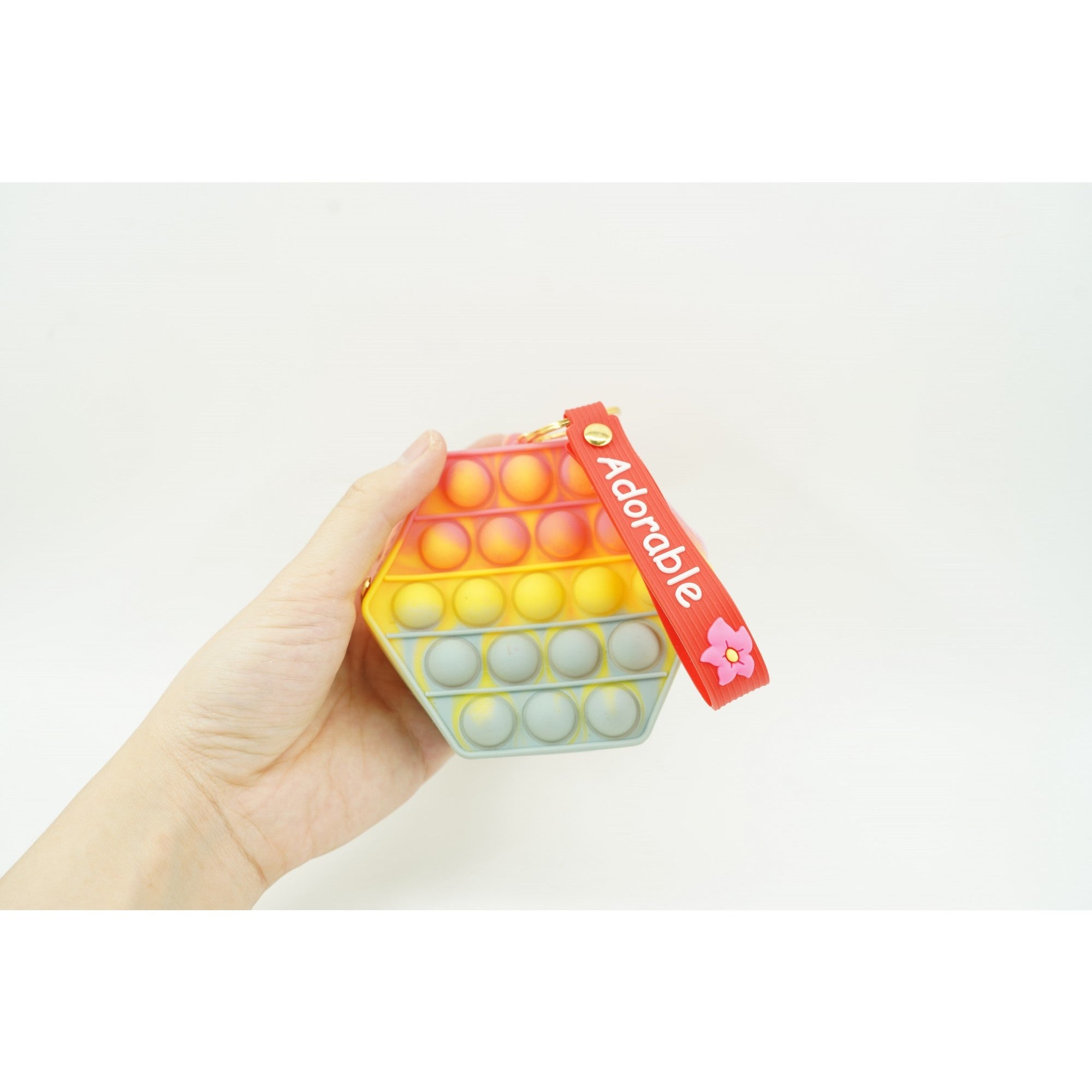 Jucarie antistres din silicon, Pop It Now and Flip It, Portofel hexagon, Rosu/Roz