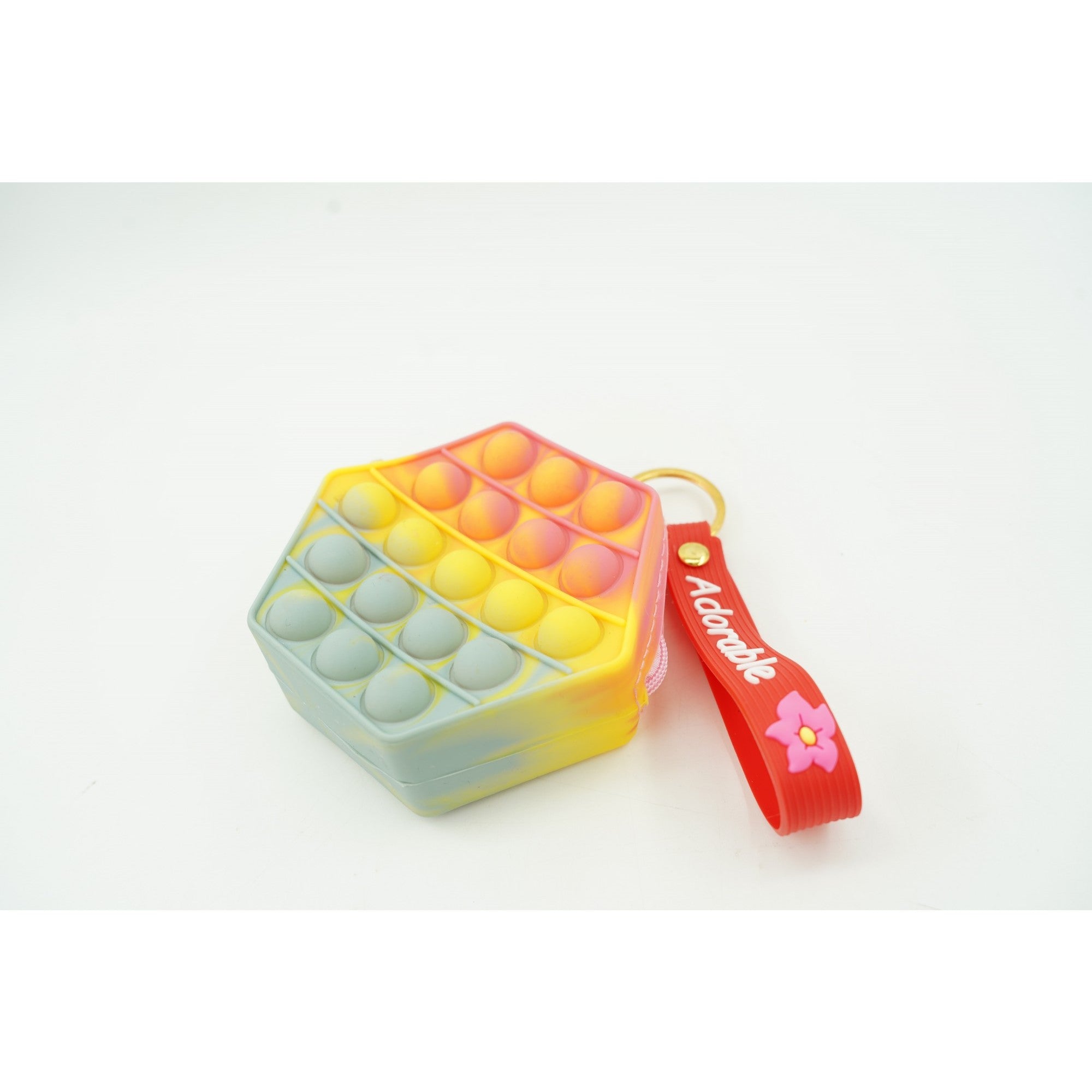 Jucarie antistres din silicon, Pop It Now and Flip It, Portofel hexagon, Rosu/Roz