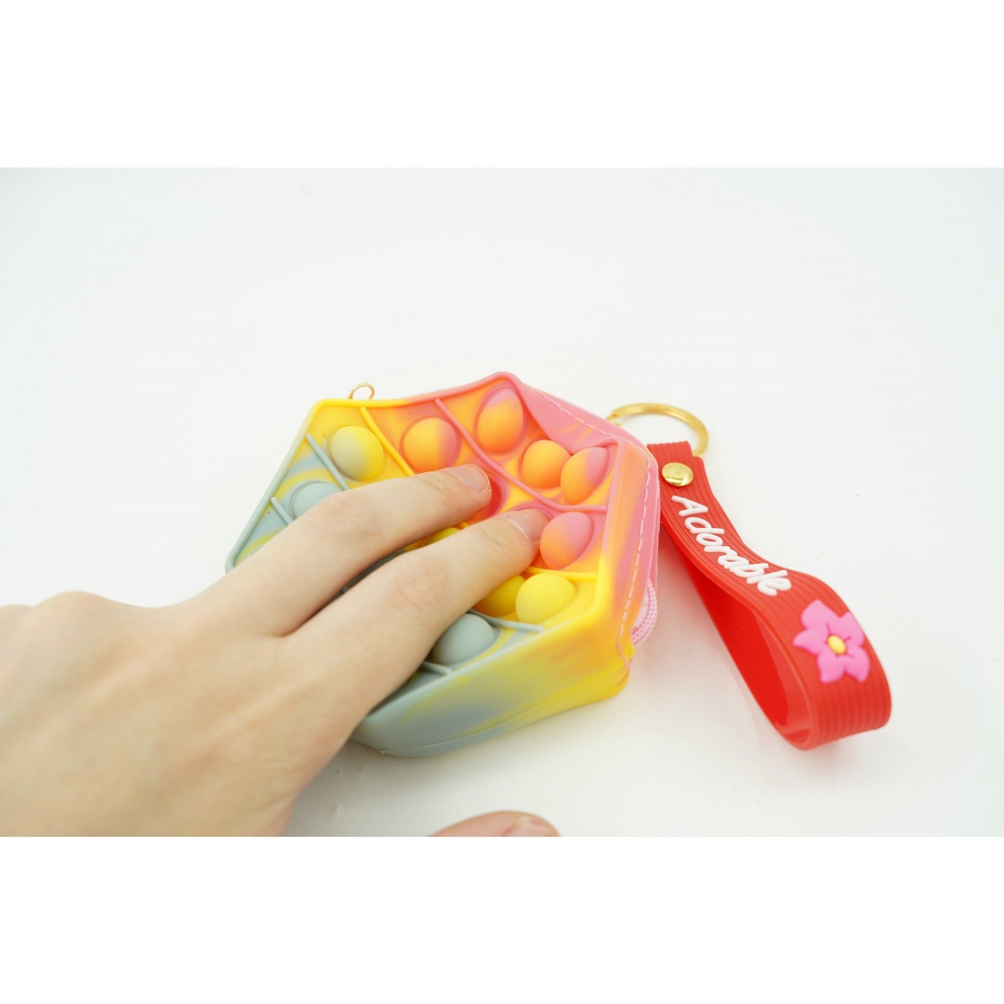 Jucarie antistres din silicon, Pop It Now and Flip It, Portofel hexagon, Rosu/Roz