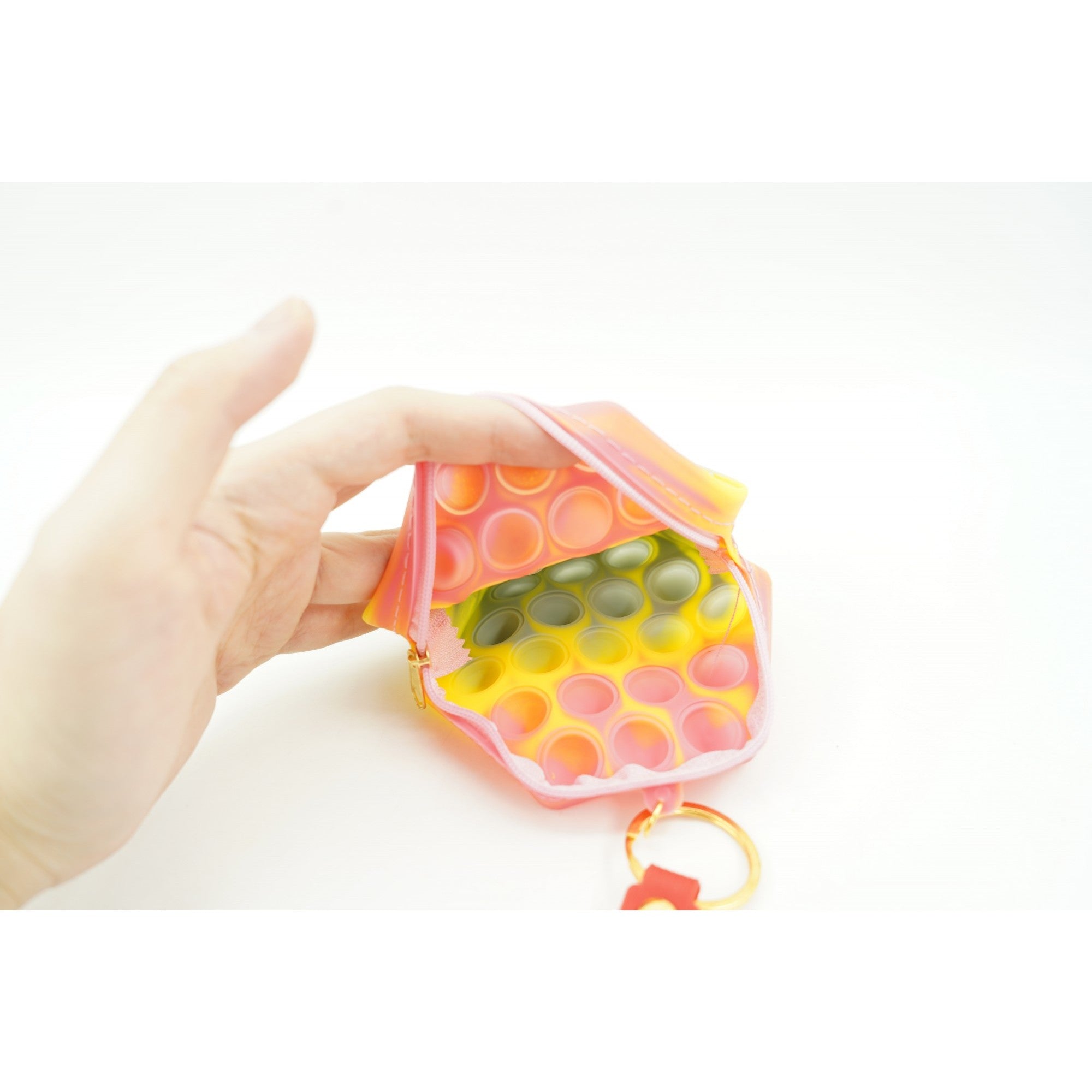 Jucarie antistres din silicon, Pop It Now and Flip It, Portofel hexagon, Rosu/Roz