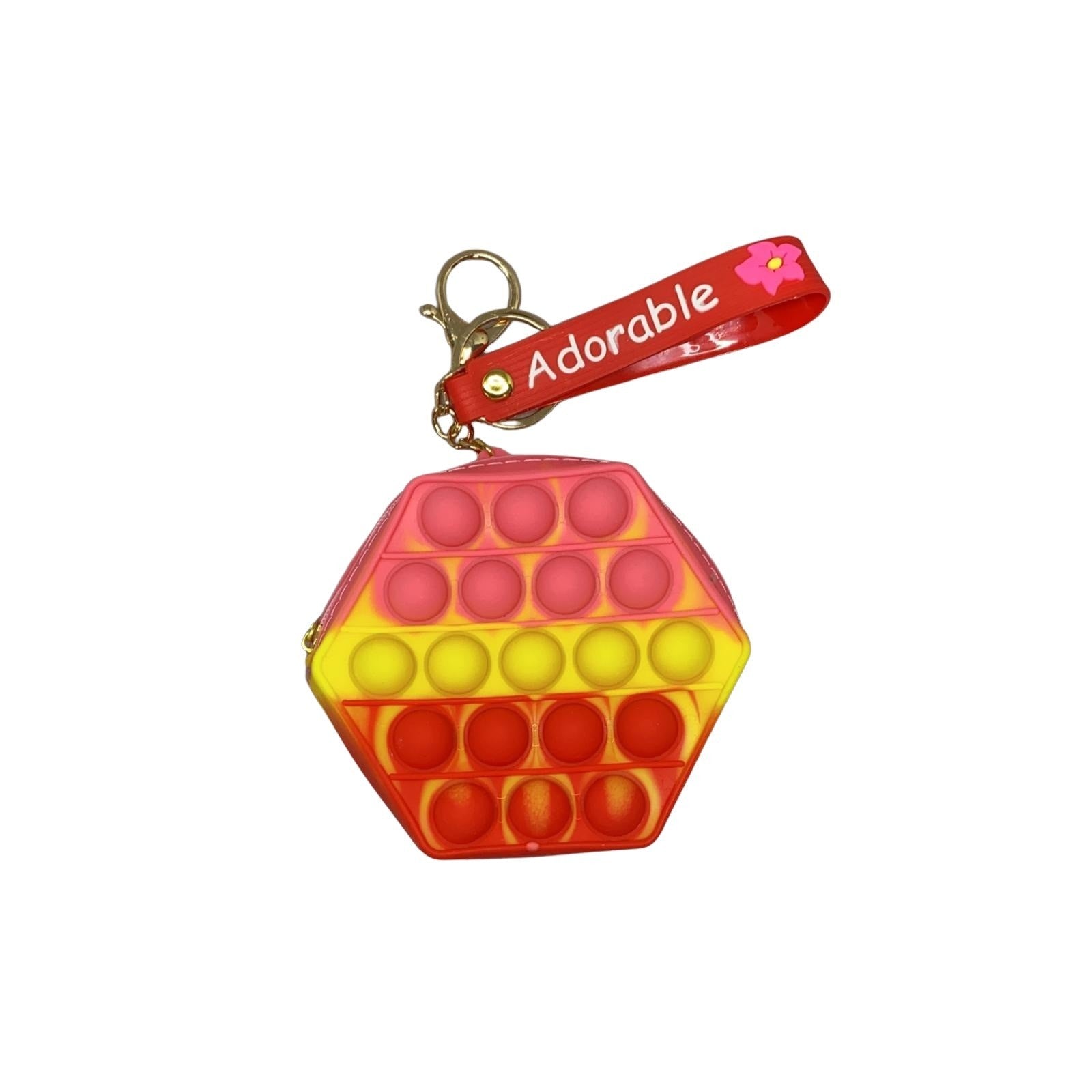 Jucarie antistres din silicon, Pop It Now and Flip It, Portofel hexagon, Rosu/Roz