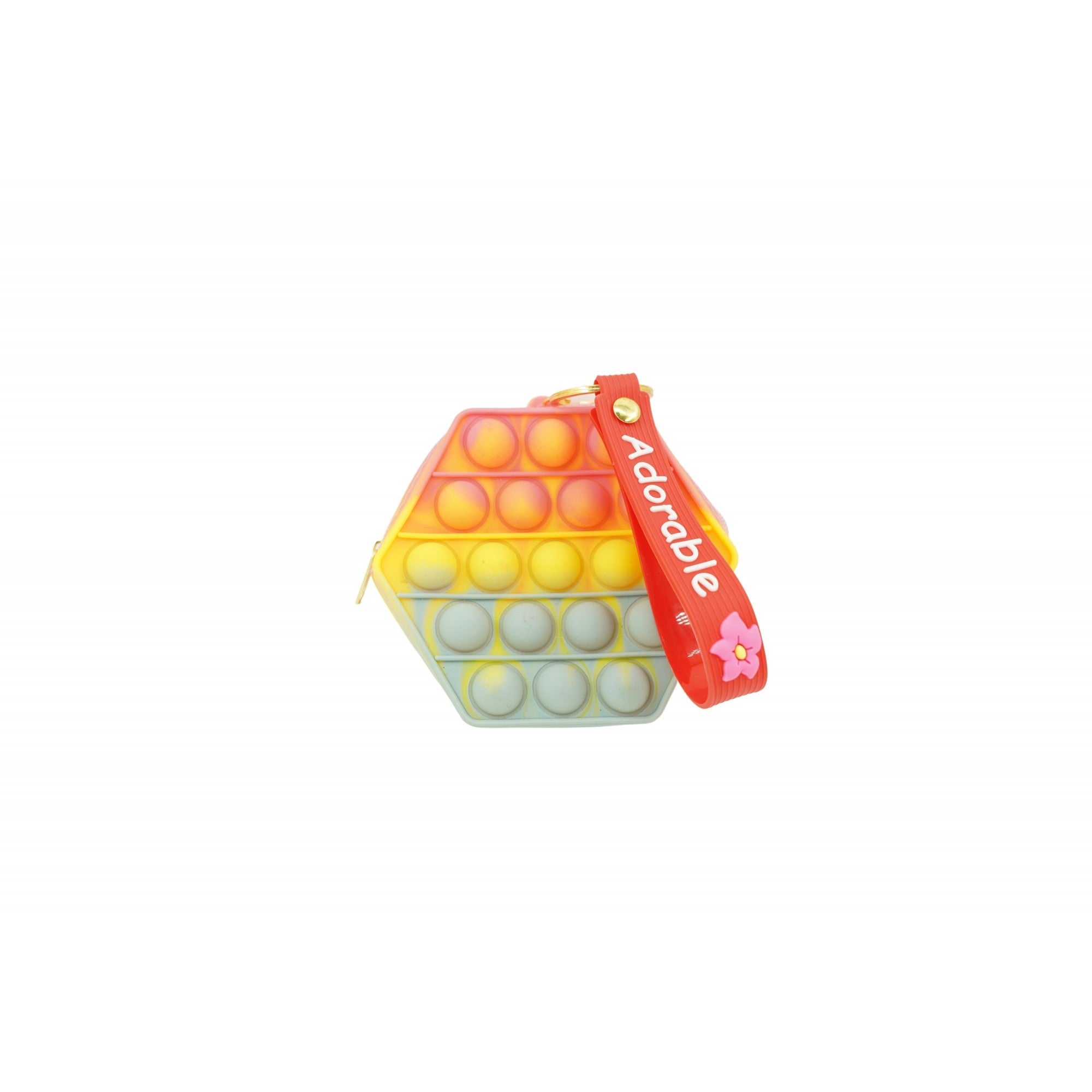 Jucarie antistres din silicon, Pop It Now and Flip It, Portofel hexagon, Rosu/Roz