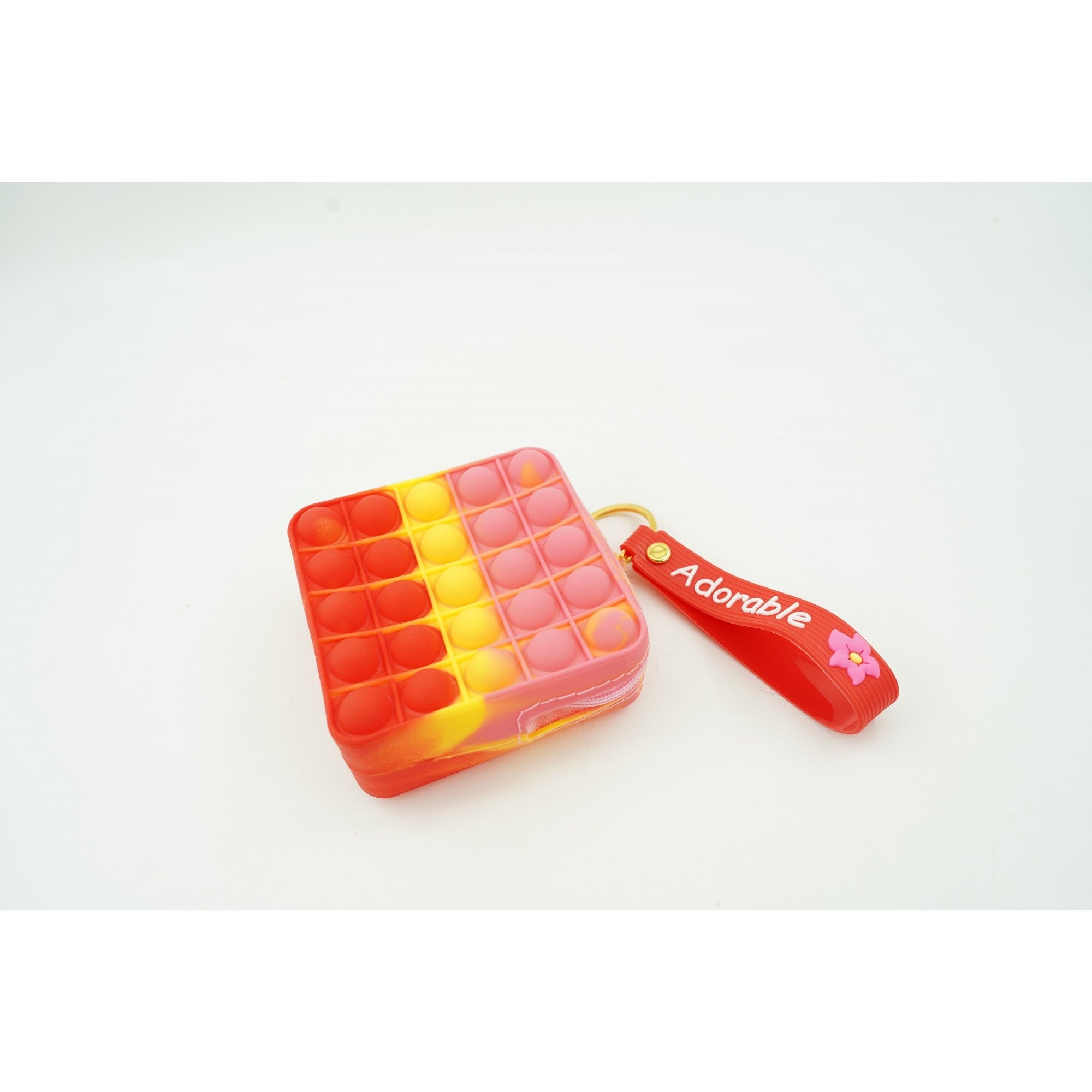 Jucarie antistres din silicon, Pop It Now and Flip It, Portofel patrat, Rosu/Roz
