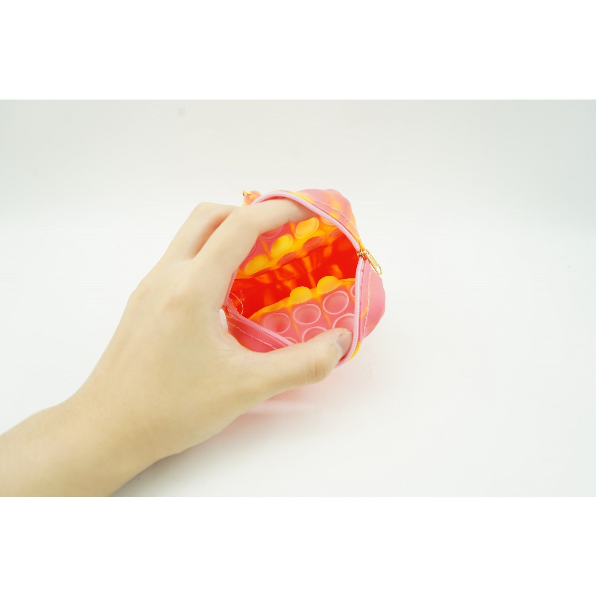 Jucarie antistres din silicon, Pop It Now and Flip It, Portofel patrat, Rosu/Roz