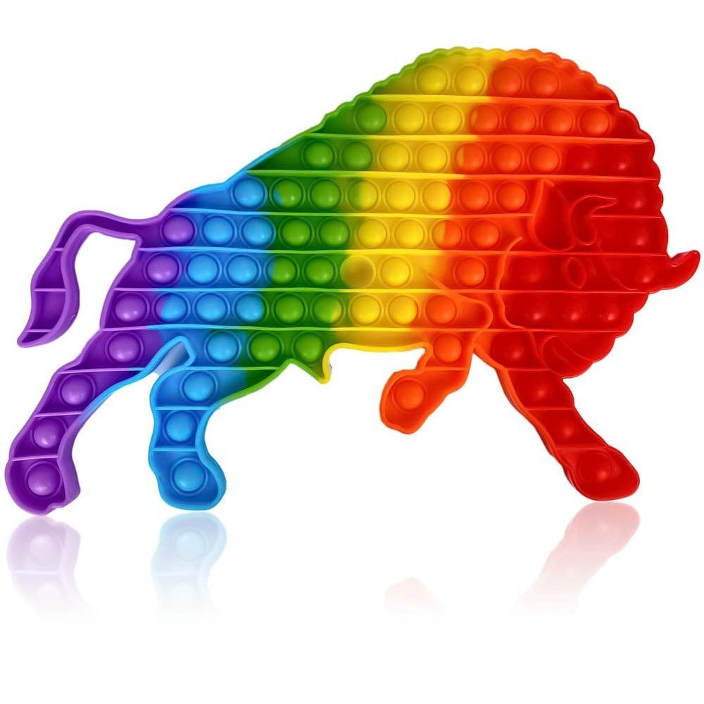 Jucarie antistres din silicon, Pop It Now and Flip It, Taur, Multicolor