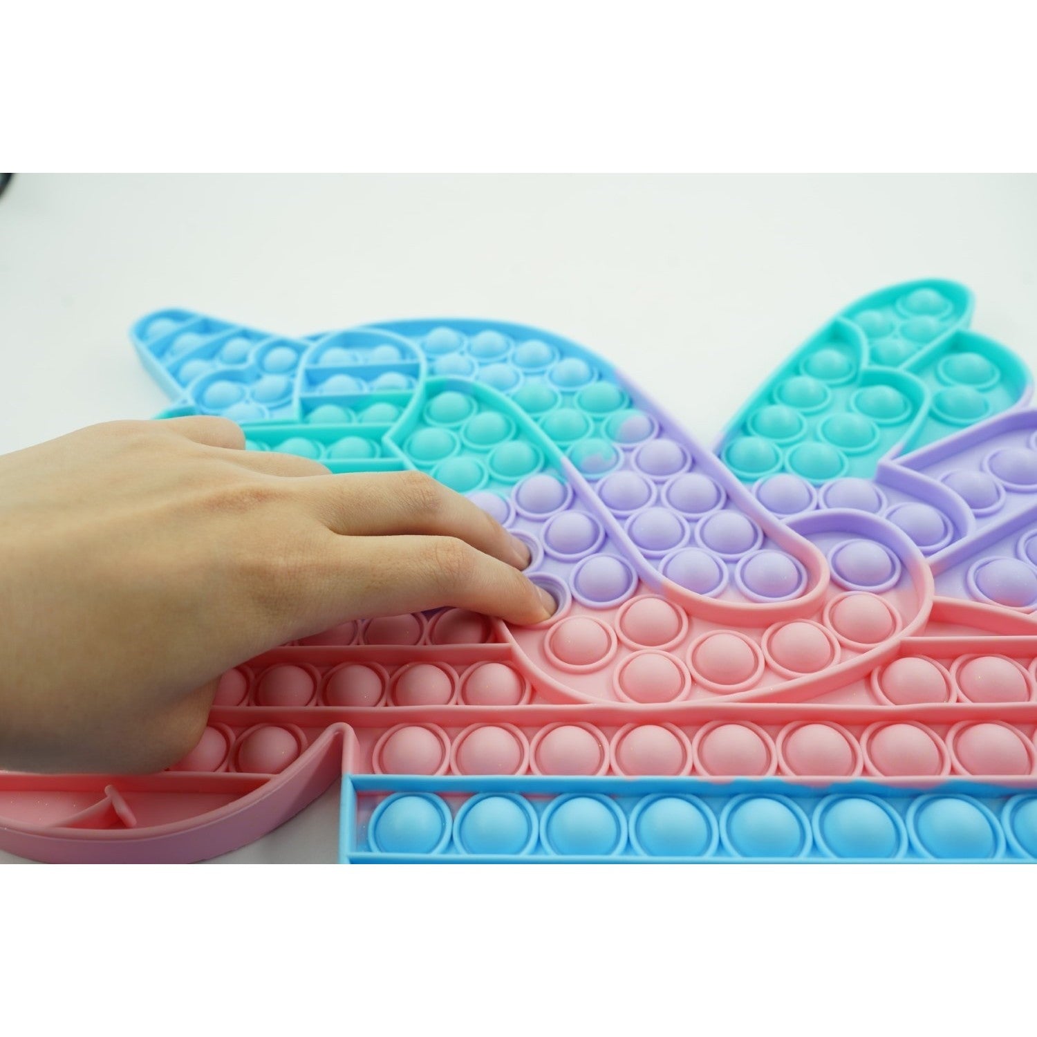 Jucarie antistres din silicon, Pop it Now and Flip It,Unicorn cu aripi,Curcubeu