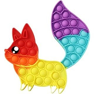Jucarie antistres din silicon, Pop It Now and Flip It, Vulpe, Multicolor