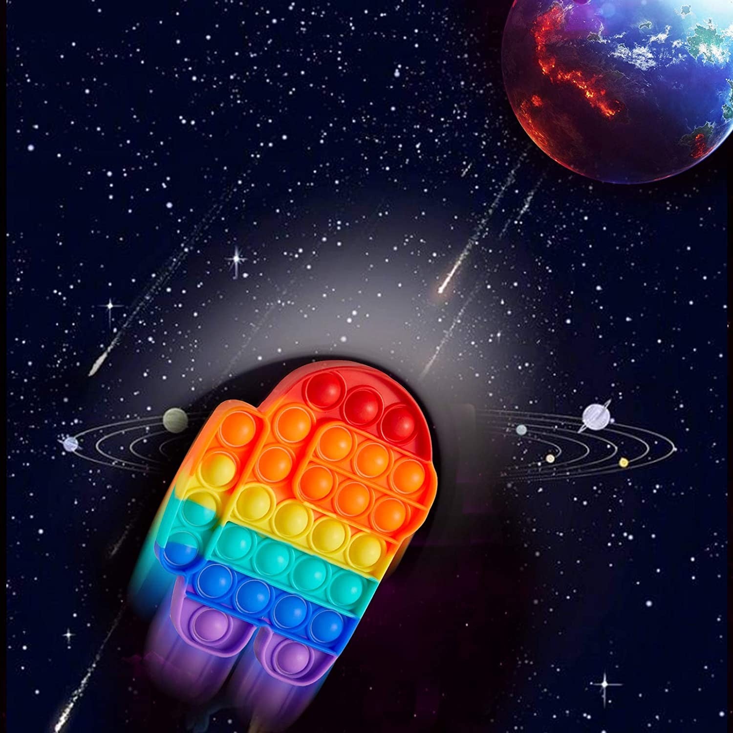 Jucarie antistres din silicon, Pop it Now and Flip It, Among Us, Multicolor