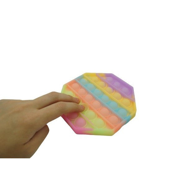Jucarie antistres din silicon, Pop it Now and Flip It, Octagon, Fosforescent, Multicolor