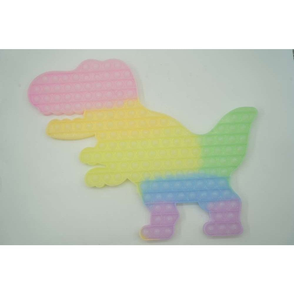 Jucarie antistres din silicon Pop it now, Dinozaur, multicolor, urias, Fosforescent
