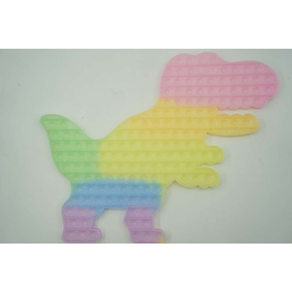 Jucarie antistres din silicon Pop it now, Dinozaur, multicolor, urias, Fosforescent