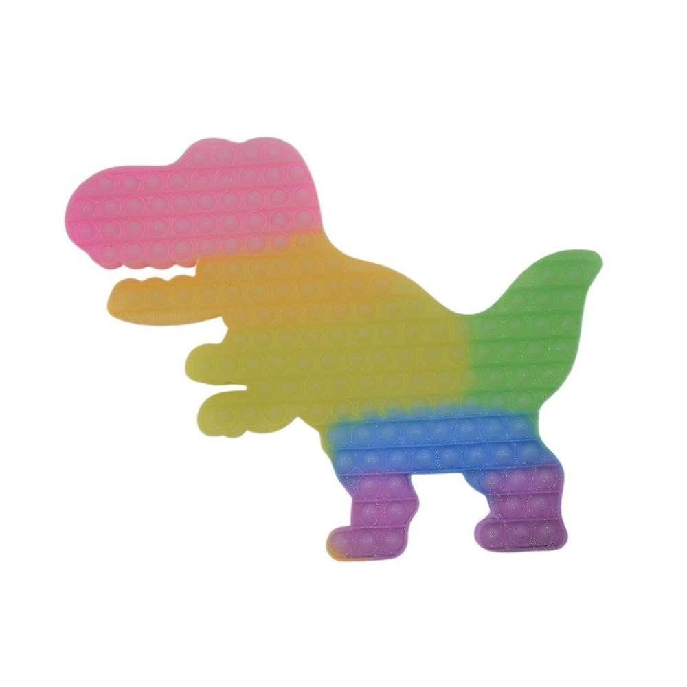 Jucarie antistres din silicon Pop it now, Dinozaur, multicolor, urias, Fosforescent
