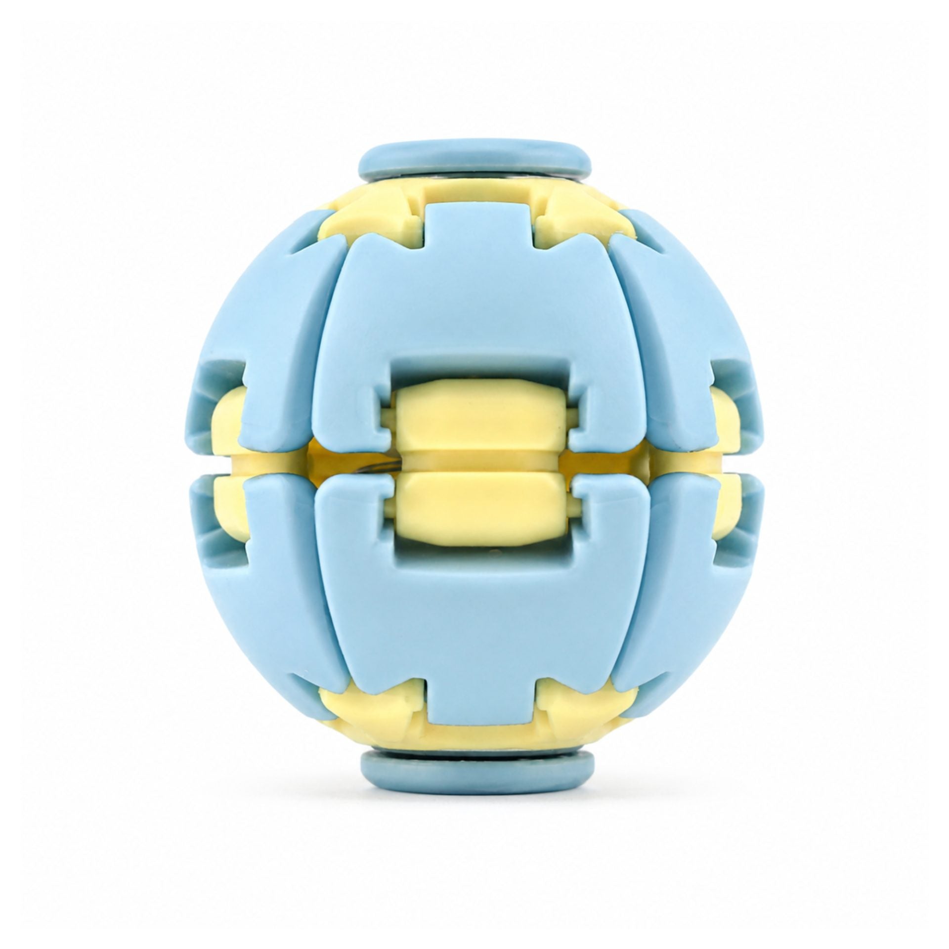 Jucarie Antistres Rotativa, Model Minge Push and Spin, Rotire Manuala, Structura 3D Interactiva, Relaxare si Indemanare, 6.3 cm, Albastru dechis