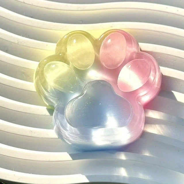 Jucarie Antistres Squishy, cu Revenire Lenta, Labuta de Pisica Pufoasa, 7.5 cm, Ambalaj Transparent, Model 27054, Multicolor