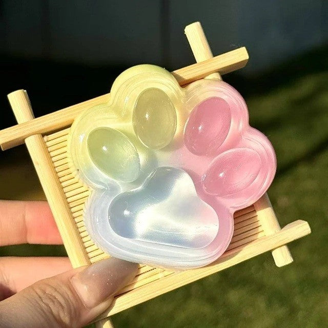 Jucarie Antistres Squishy, cu Revenire Lenta, Labuta de Pisica Pufoasa, 7.5 cm, Ambalaj Transparent, Model 27054, Multicolor