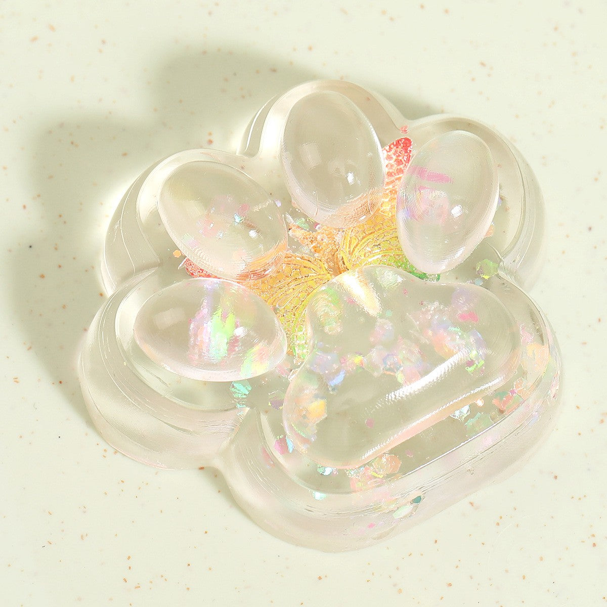Jucarie Antistres Squishy, Labuta de Pisica Pufoasa, cu Revenire Lenta, 7 x 6.5 cm, Model Fluturi, Multicolor
